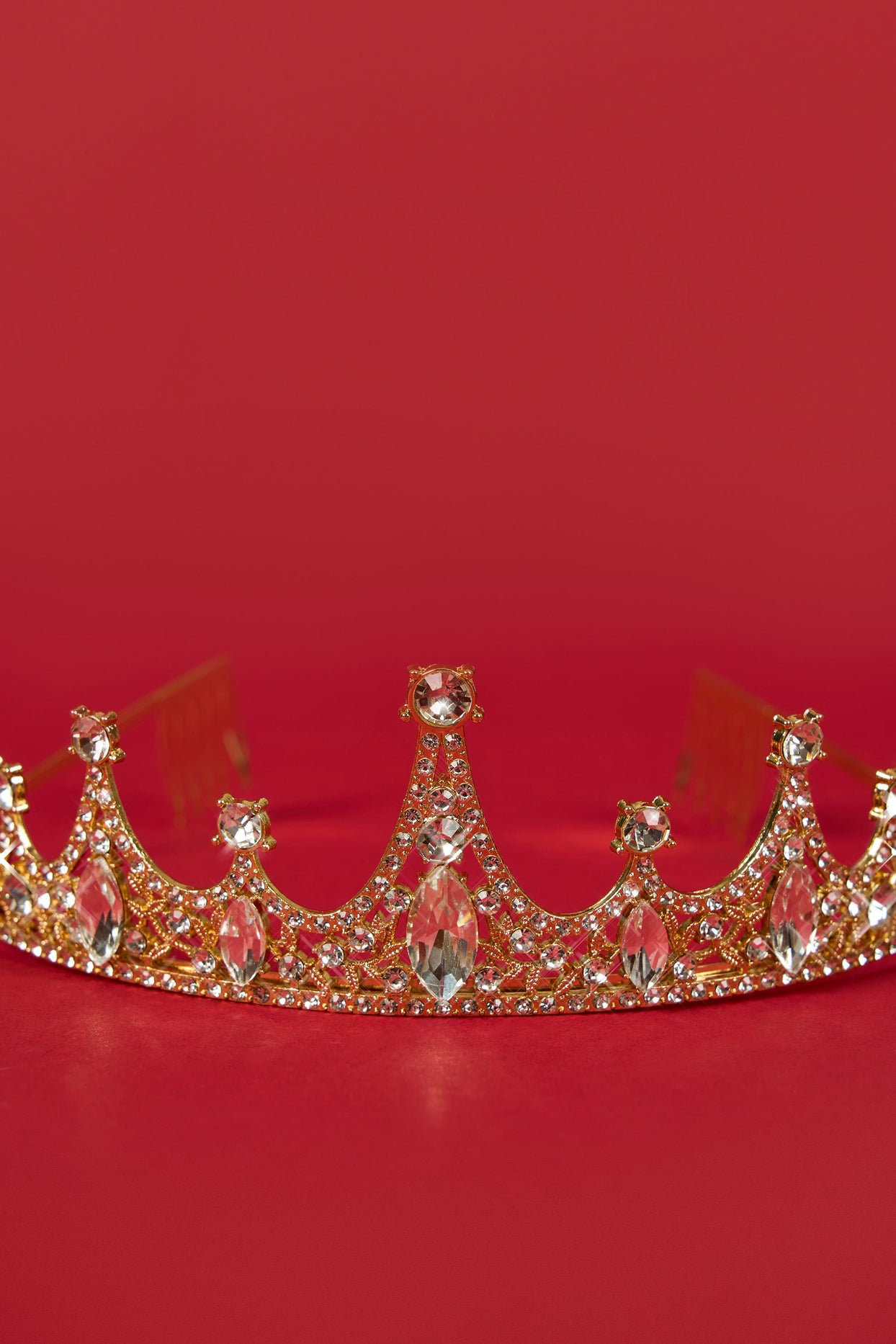 Crystal-Embellished Tiara in Gold Tone