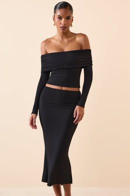 Modal Mid-Rise Midaxi Skirt in Black