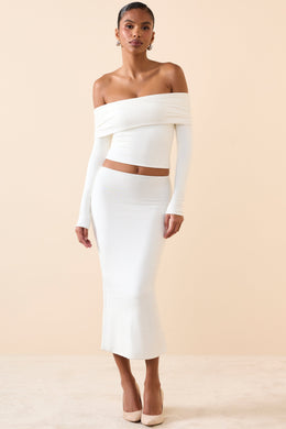 Modal Mid-Rise Midaxi Skirt in White