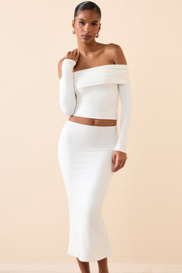 Modal Mid-Rise Midaxi Skirt in White