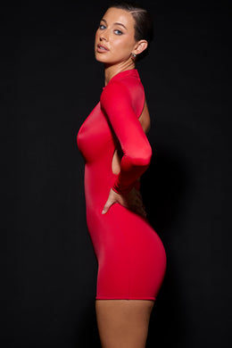 Cut-Out Unitard in Fire Red