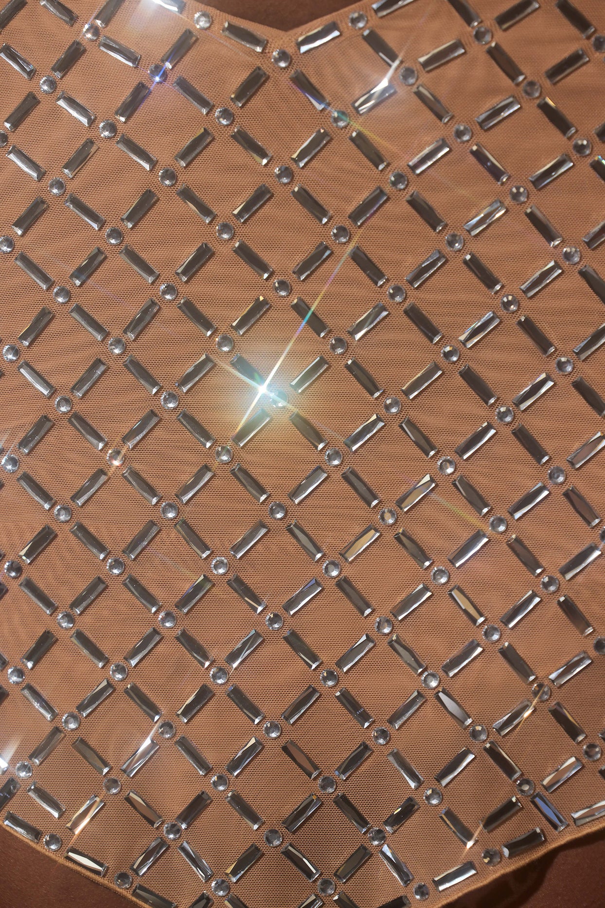 Embellished Asymmetric Mid-Rise Mini Skirt in Almond