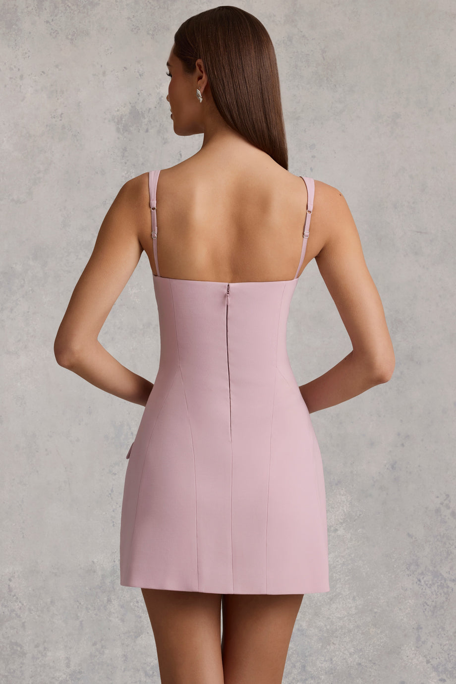Cut-Out Structured A-Line Mini Dress in Mauve