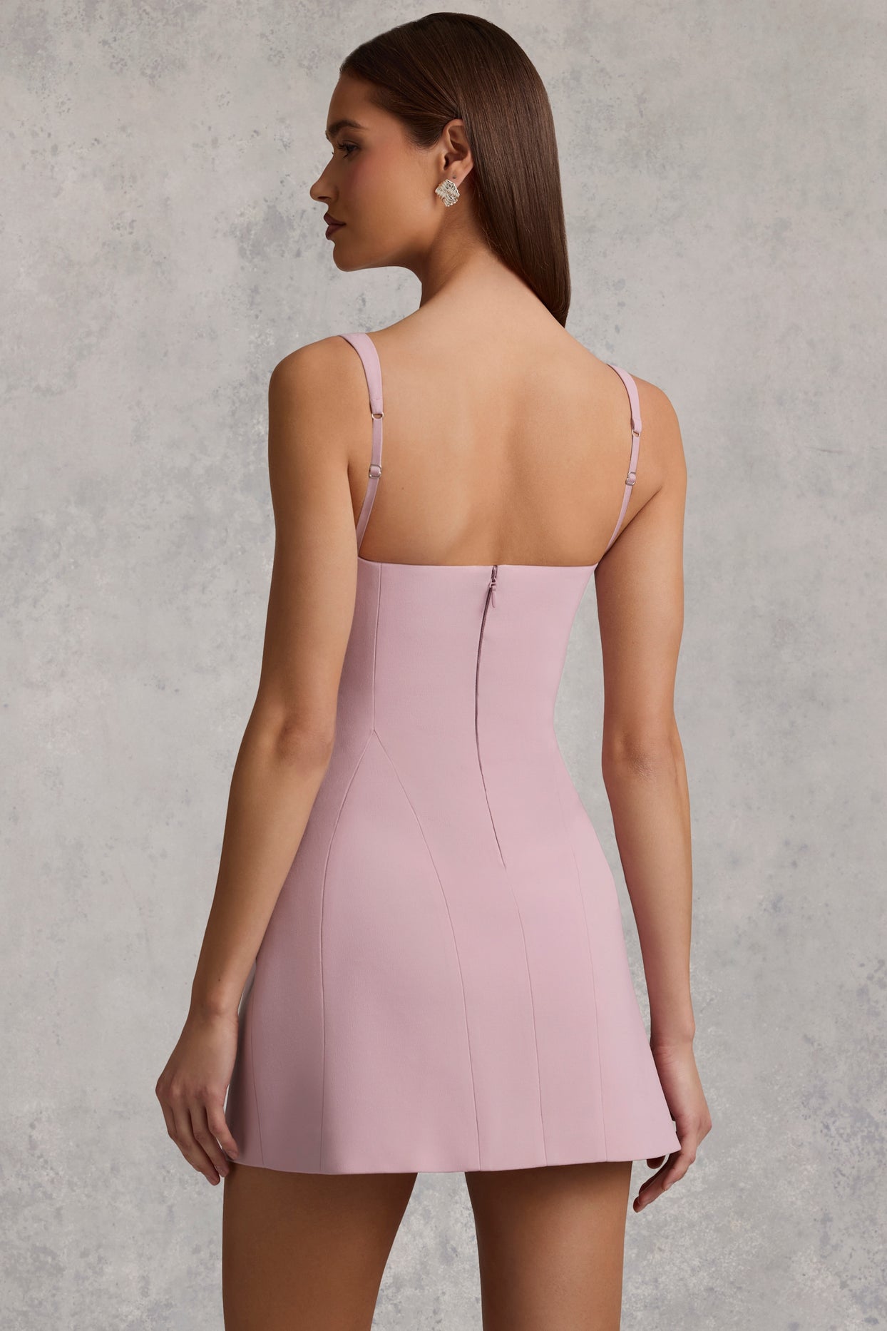 Cut-Out Structured A-Line Mini Dress in Mauve - 5