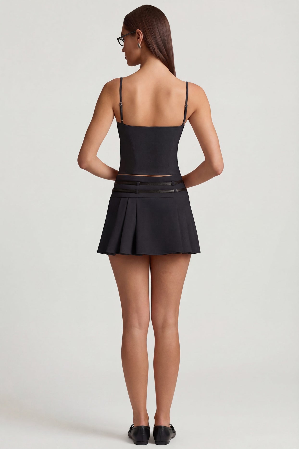 Oh Polly's Anna wearing the Vivia Full Top in Black fabric perfect for a night out