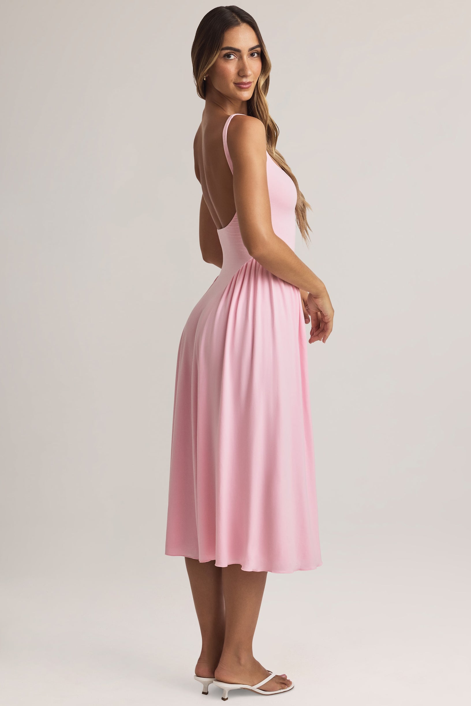 Modal A-Line Midaxi Dress in Pastel Pink - 2