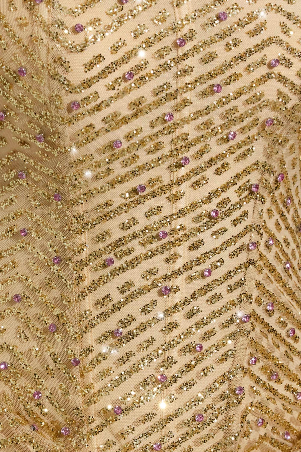 Embellished Bandeau A-Line Mini Dress in Gold