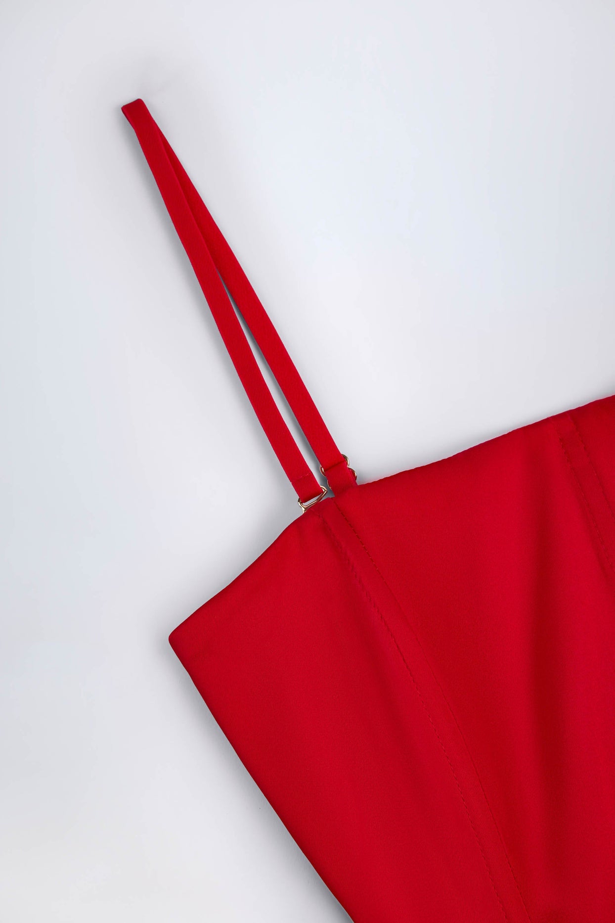 Ruffled Lace-Up Corset Playsuit in Fire Red