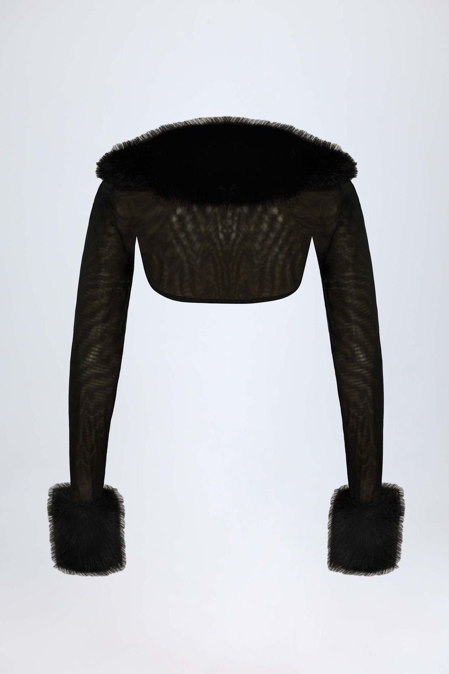Faux Fur-Trim Bolero in Black