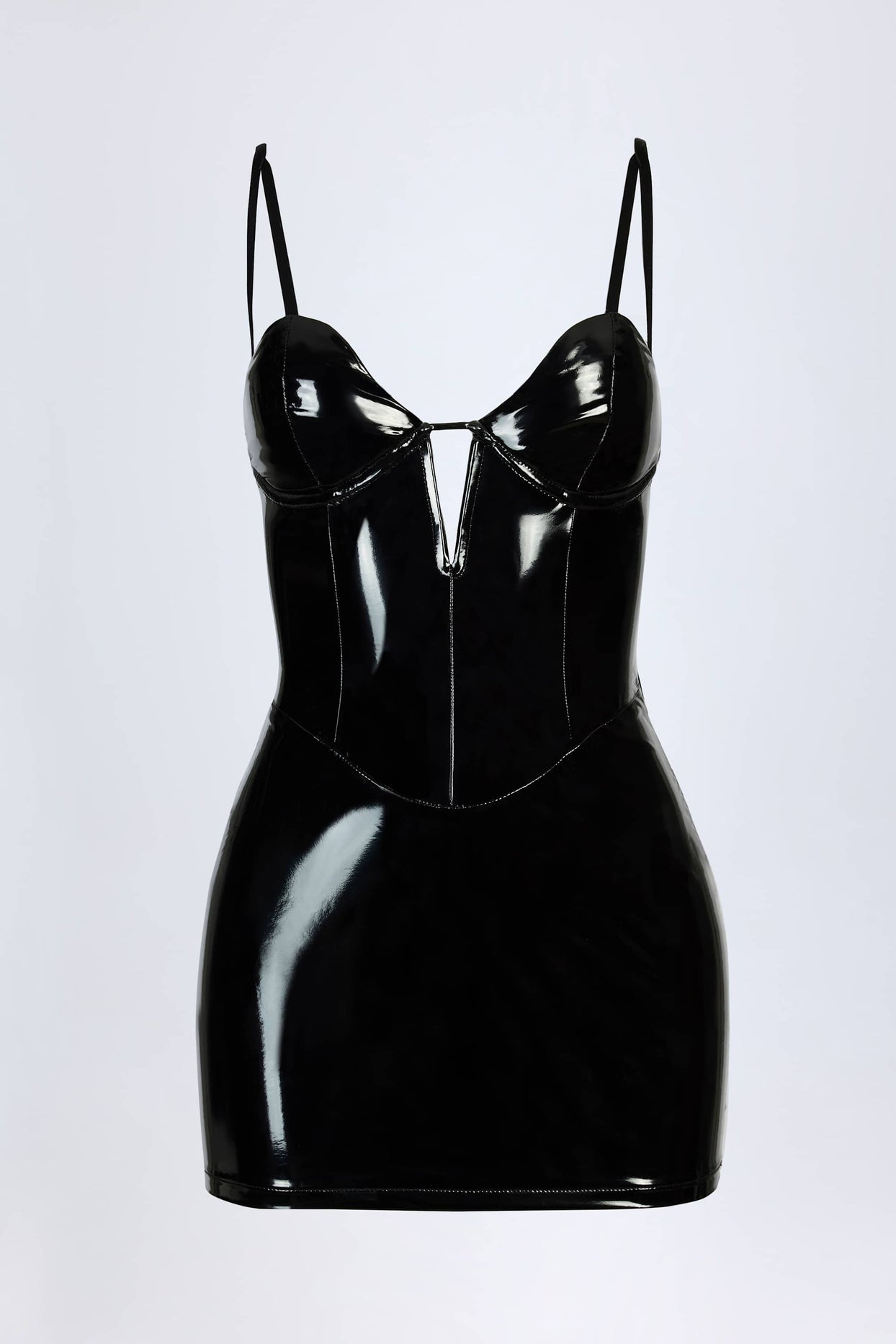 Vinyl Corset Mini Dress in Black