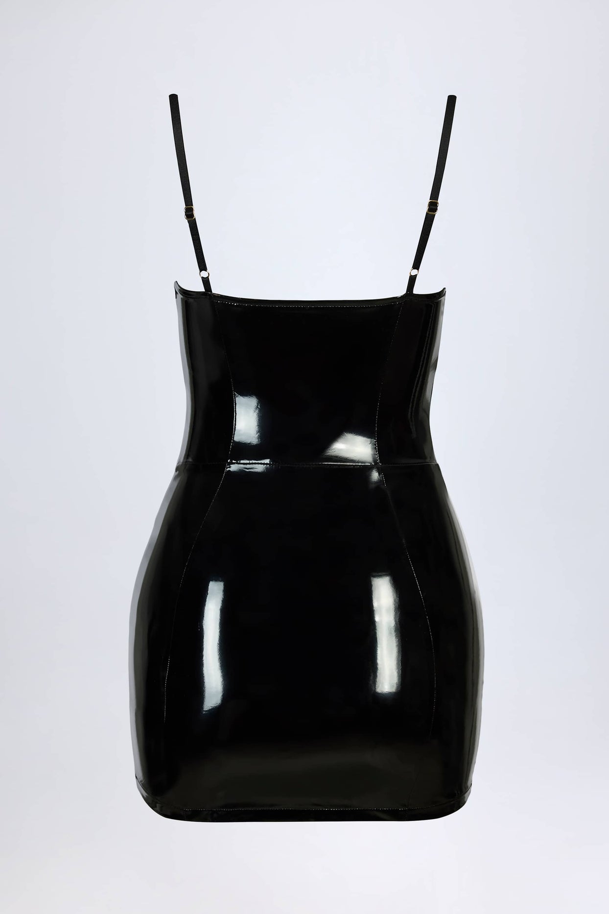 Vinyl Corset Mini Dress in Black