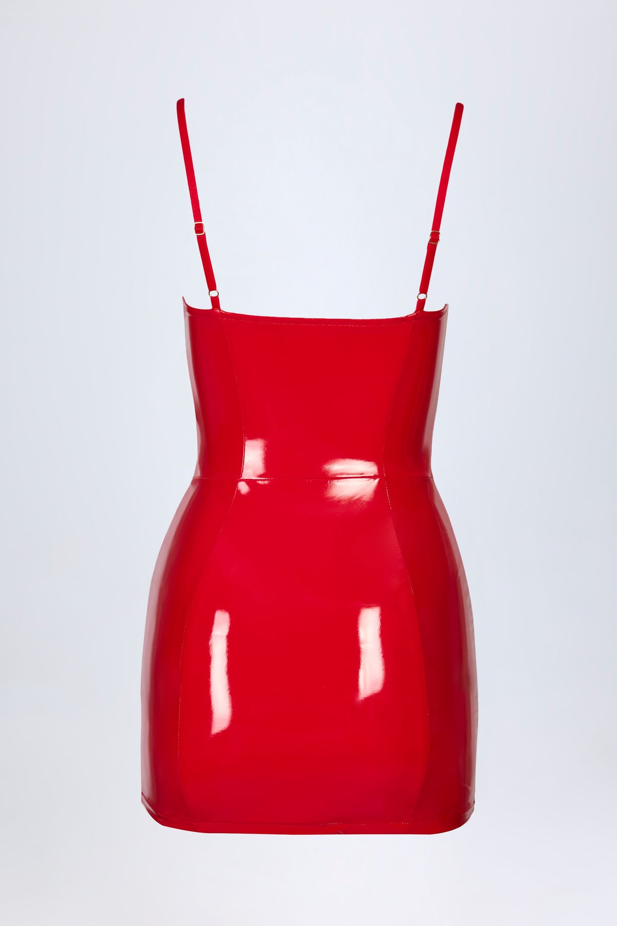 Vinyl Corset Mini Dress in Fire Red