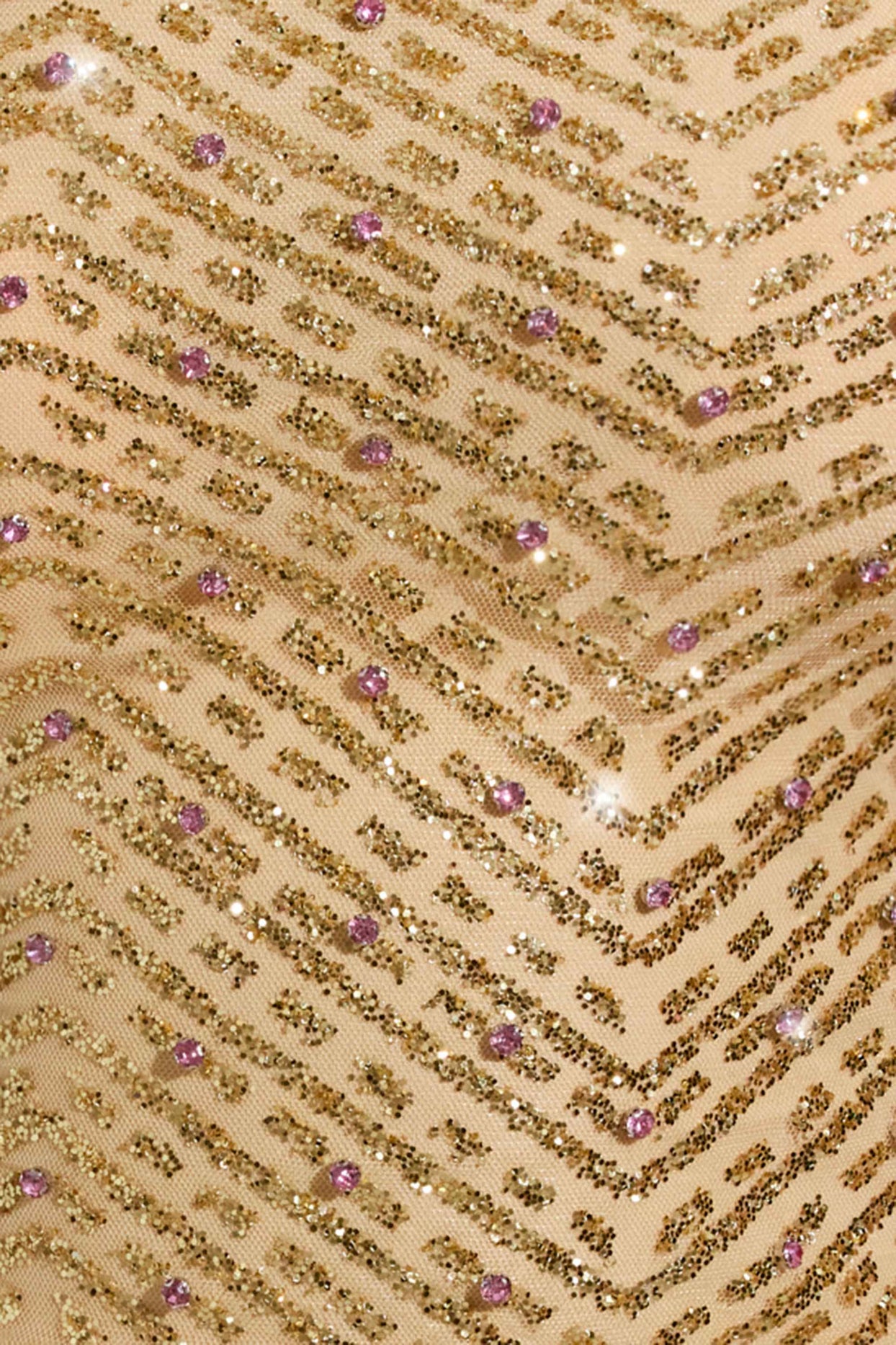 Embellished Scarf-Detail Asymmetric Top in Gold