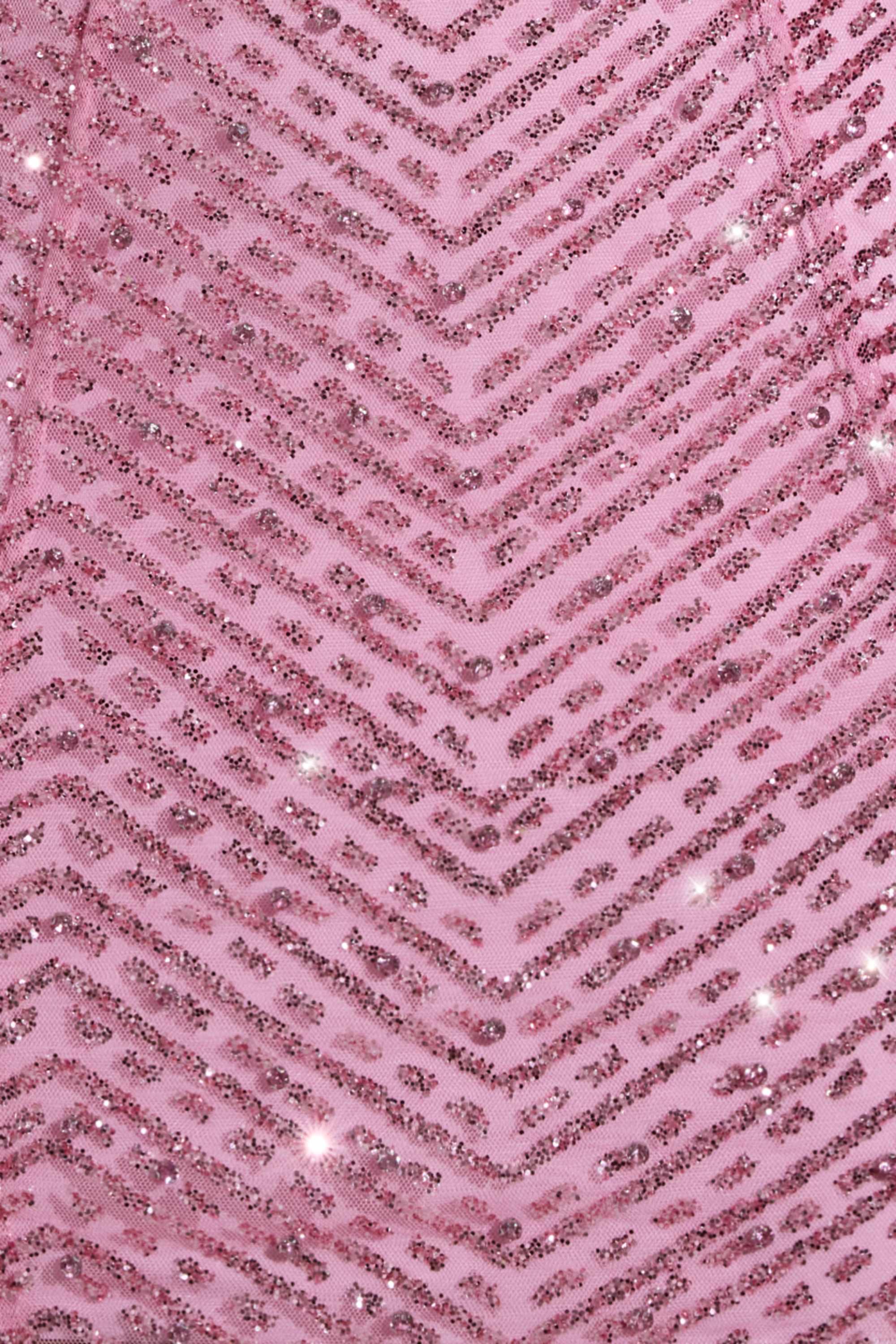 Embellished Halterneck Mini Dress in Pink
