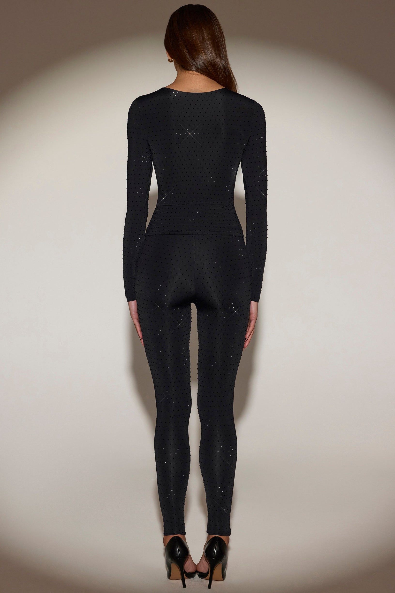 Embellished Jersey High-Waisted Leggings in Black - 2