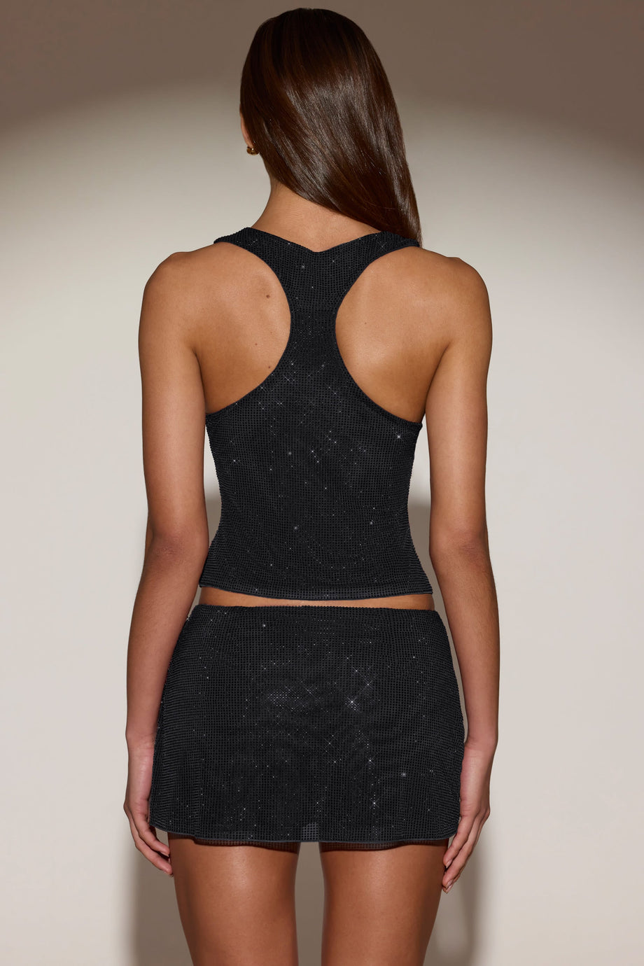 Embellished Racerback Top in Black