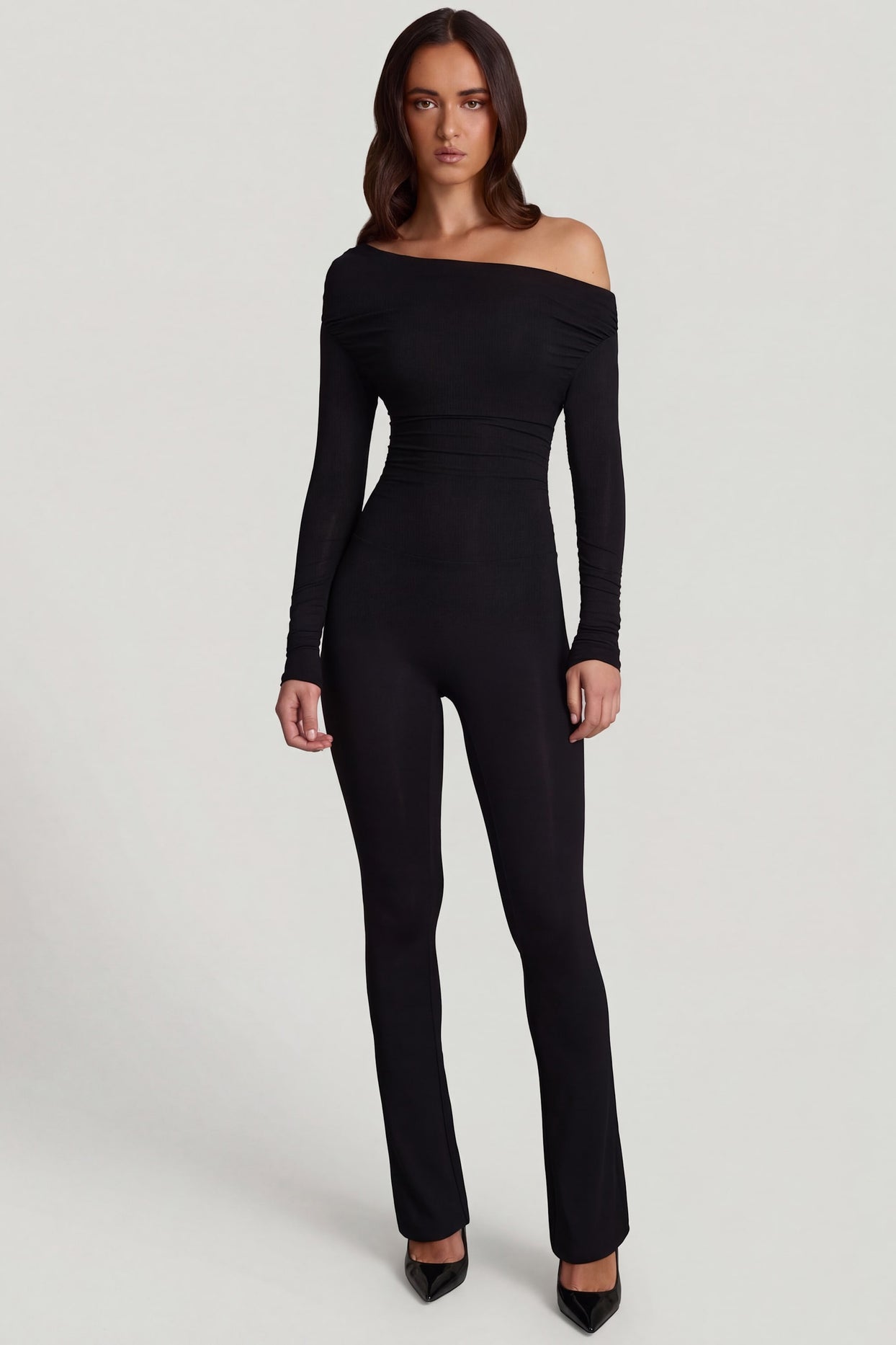 Oh Polly's Roberta wearing the Erisen Regular Jumpsuit in Black Modal fabric perfect for a night out
