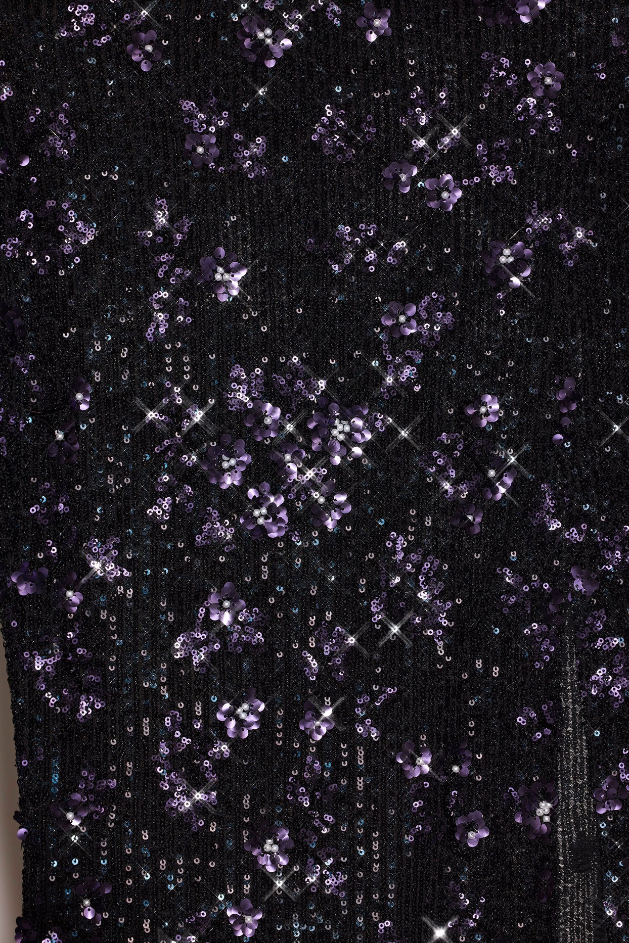 Embellished Mid-Rise Maxi Skirt in Black Purple Floral