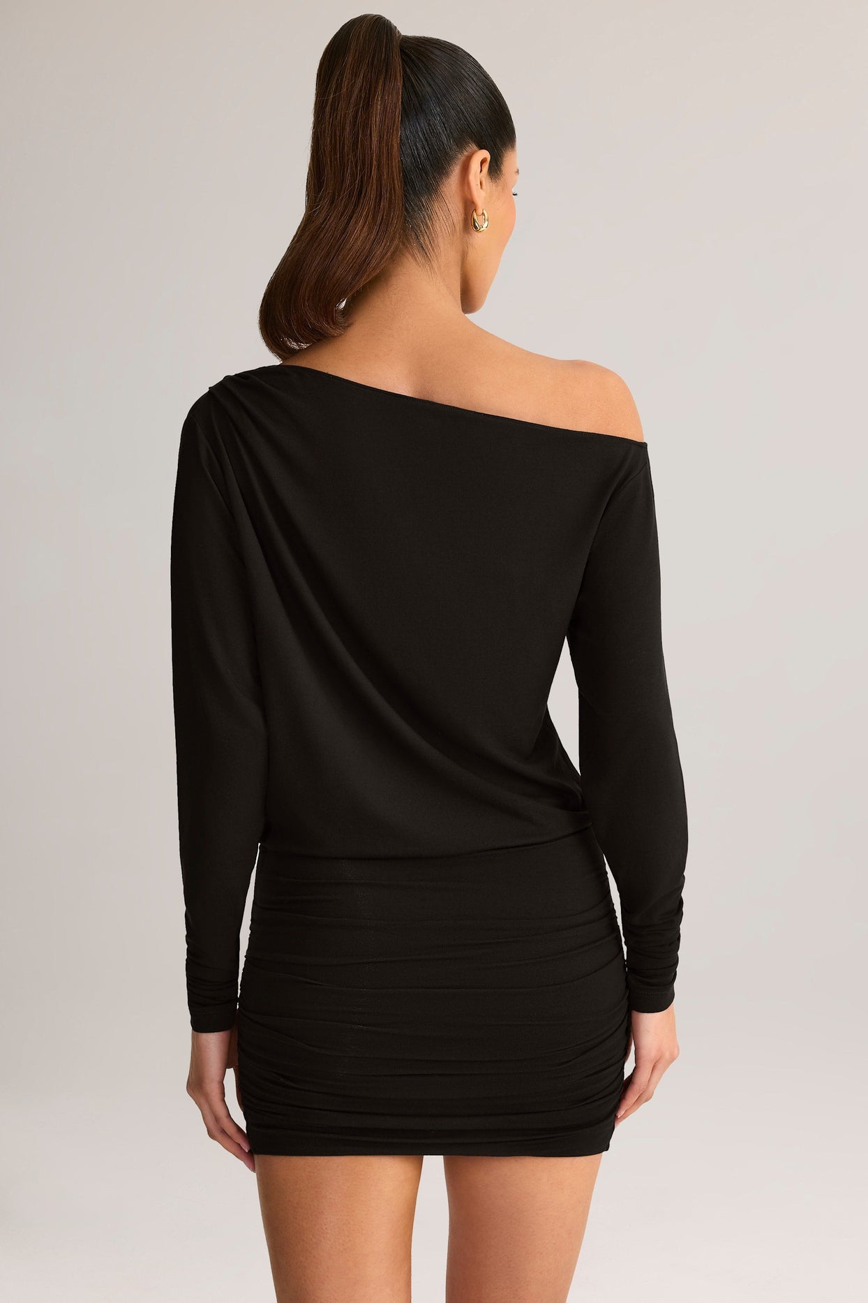 Modal Off-Shoulder Mini Dress in Black
