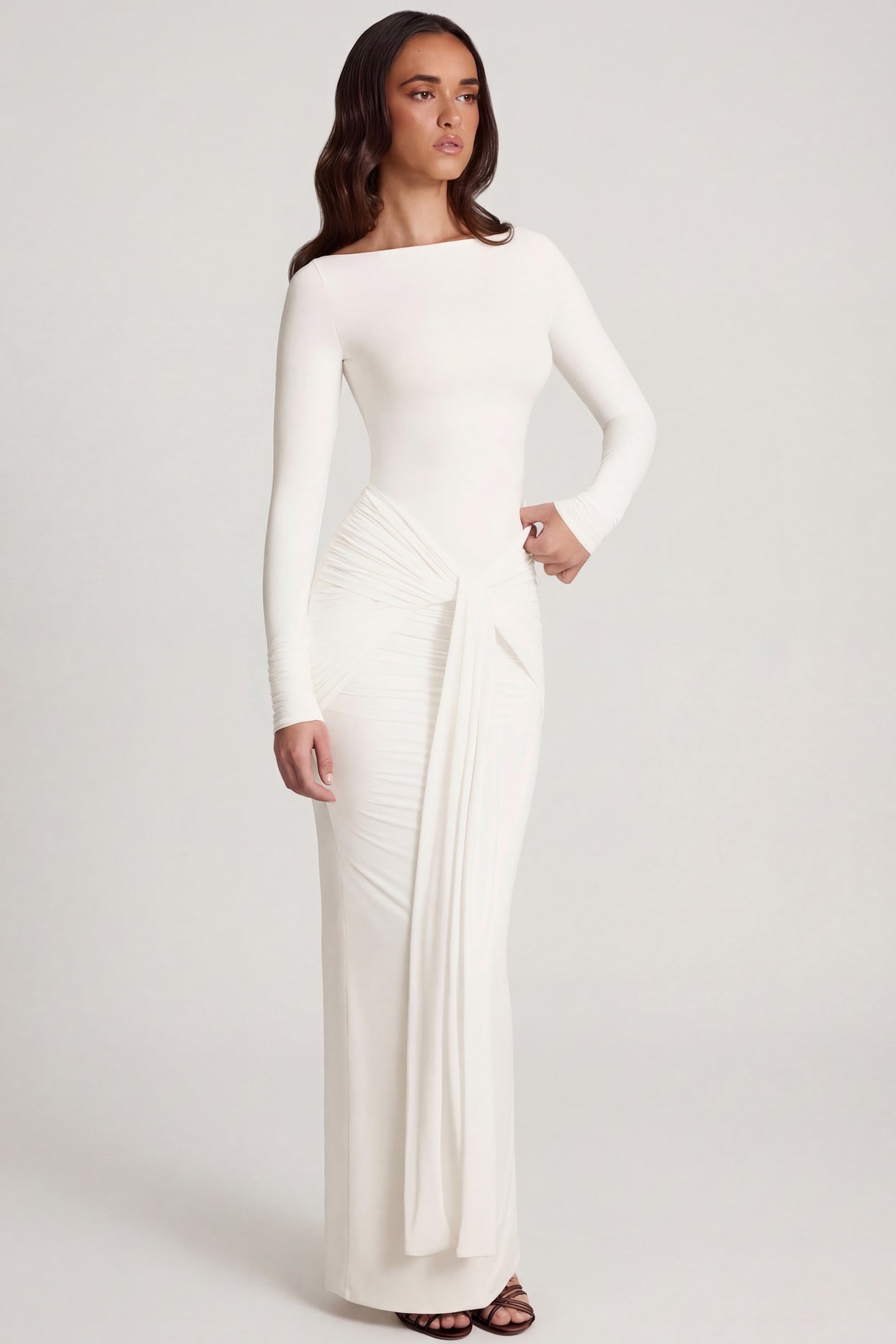 drapey jersey boatneck dress with ruffle skirt H&M Ruched Top