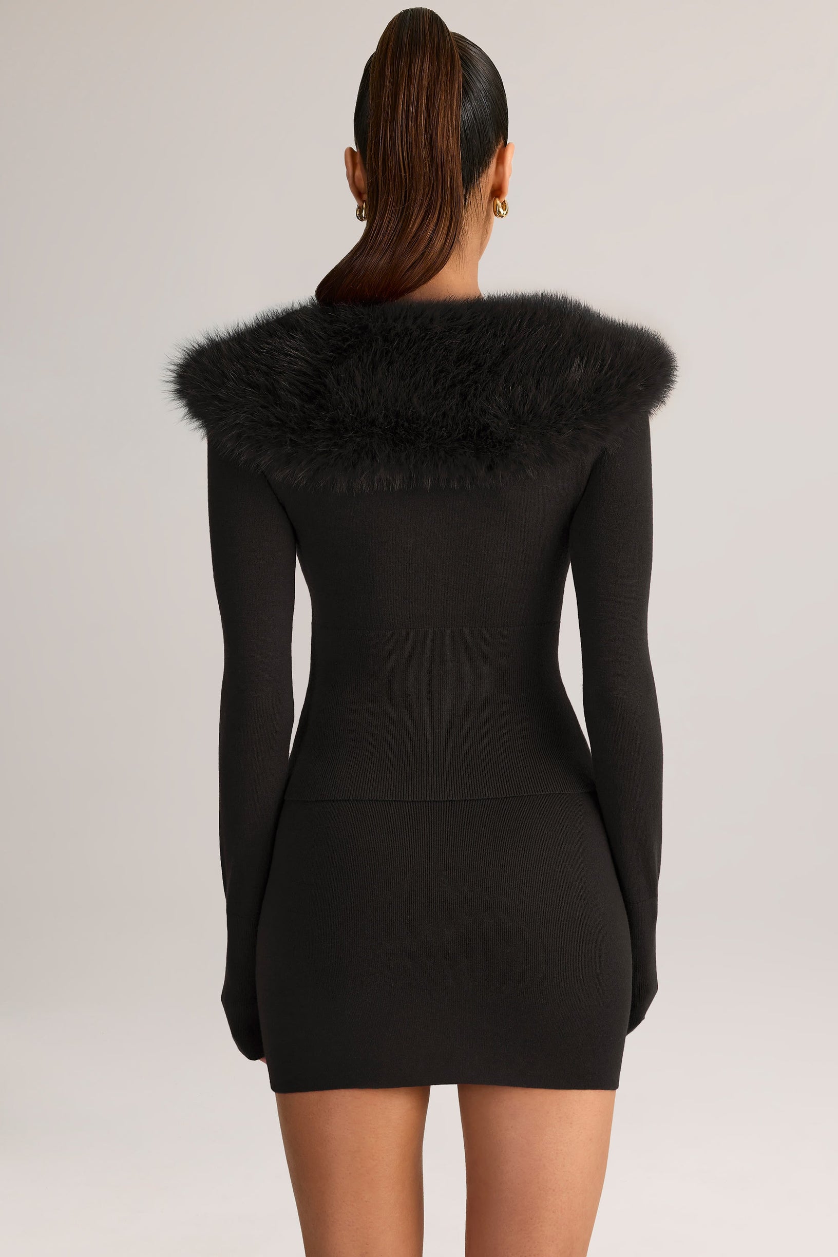 Knit Mid-Rise Mini Skirt in Black - 2