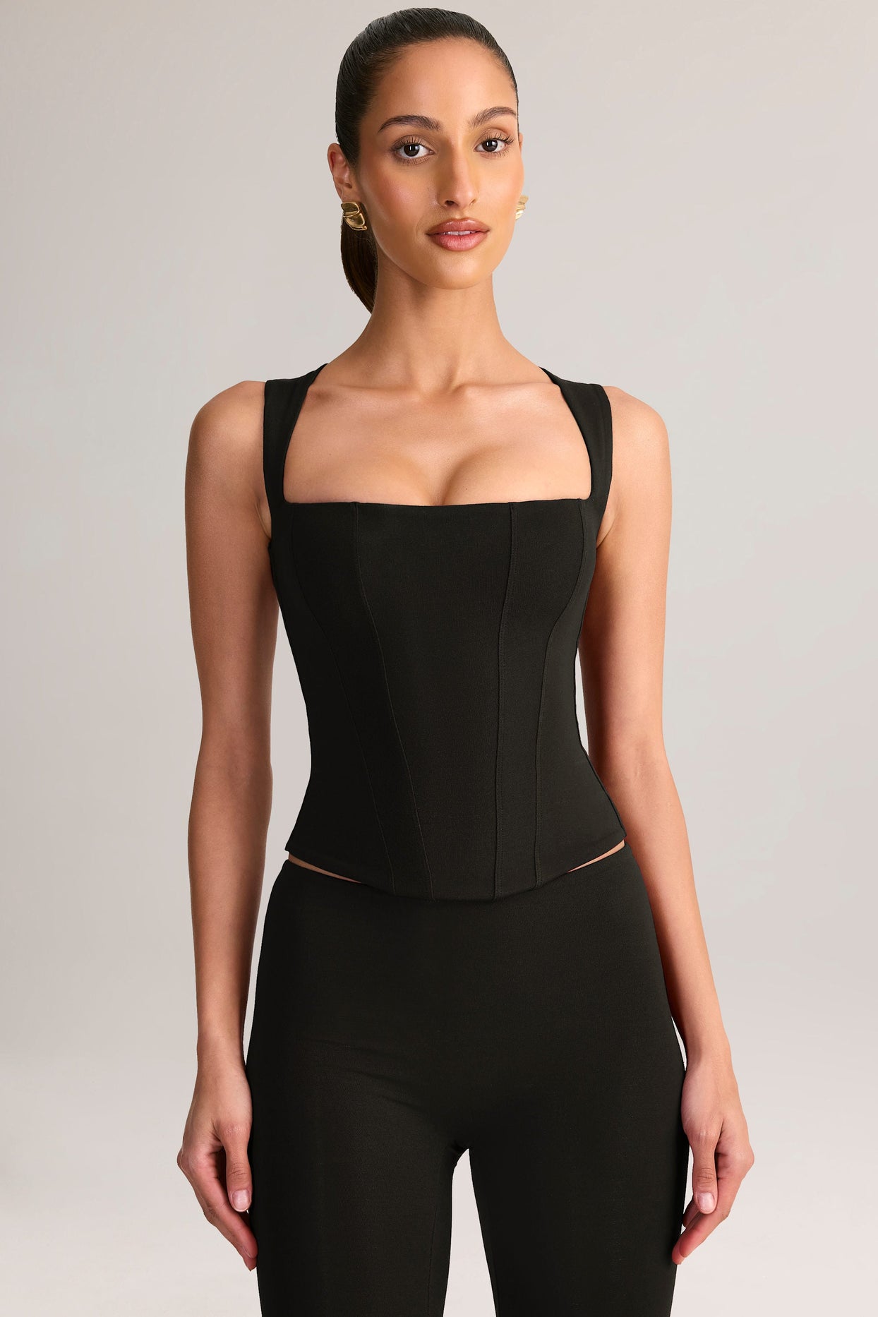 Modal Square-Neck Tank Top in Black