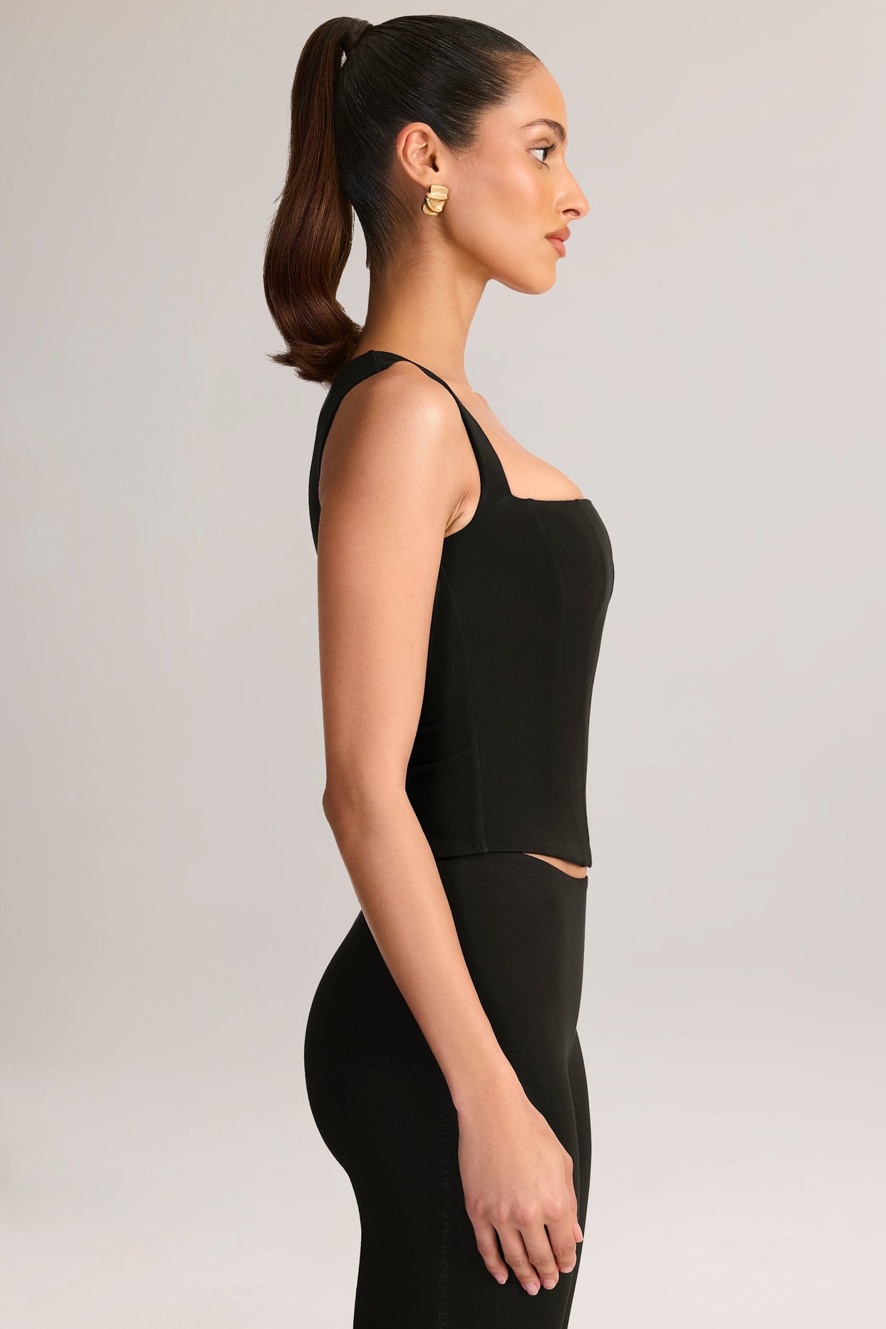 Modal Square-Neck Tank Top in Black