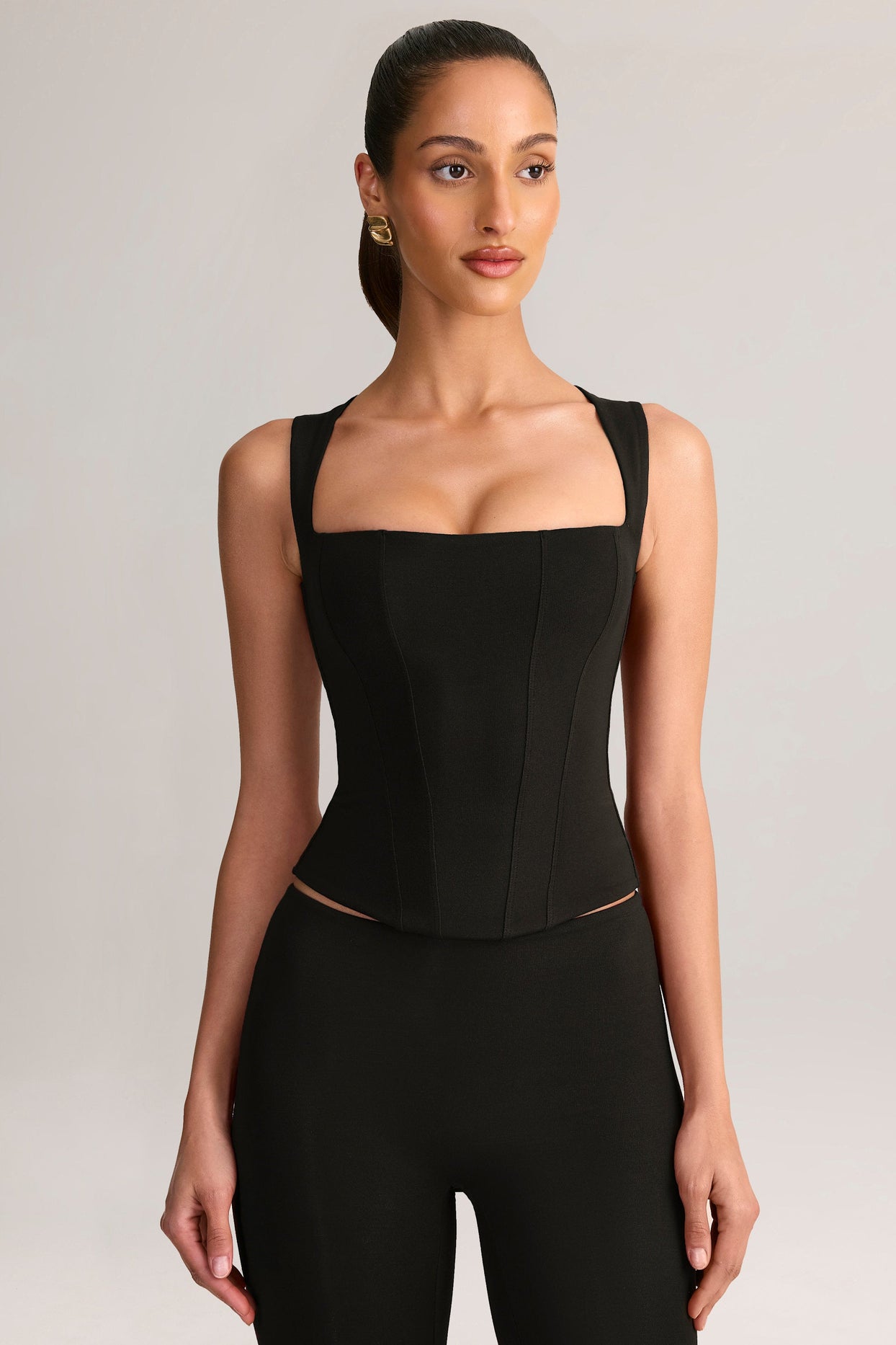 Modal Square-Neck Tank Top in Black