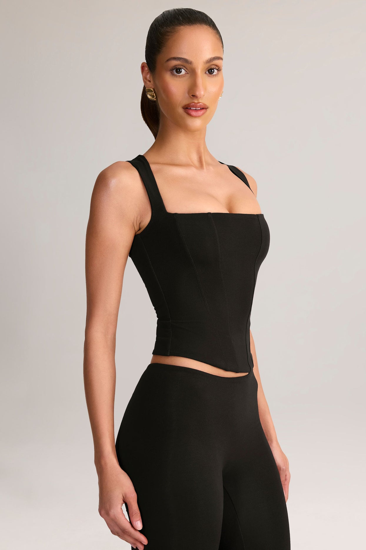 Modal Square-Neck Tank Top in Black