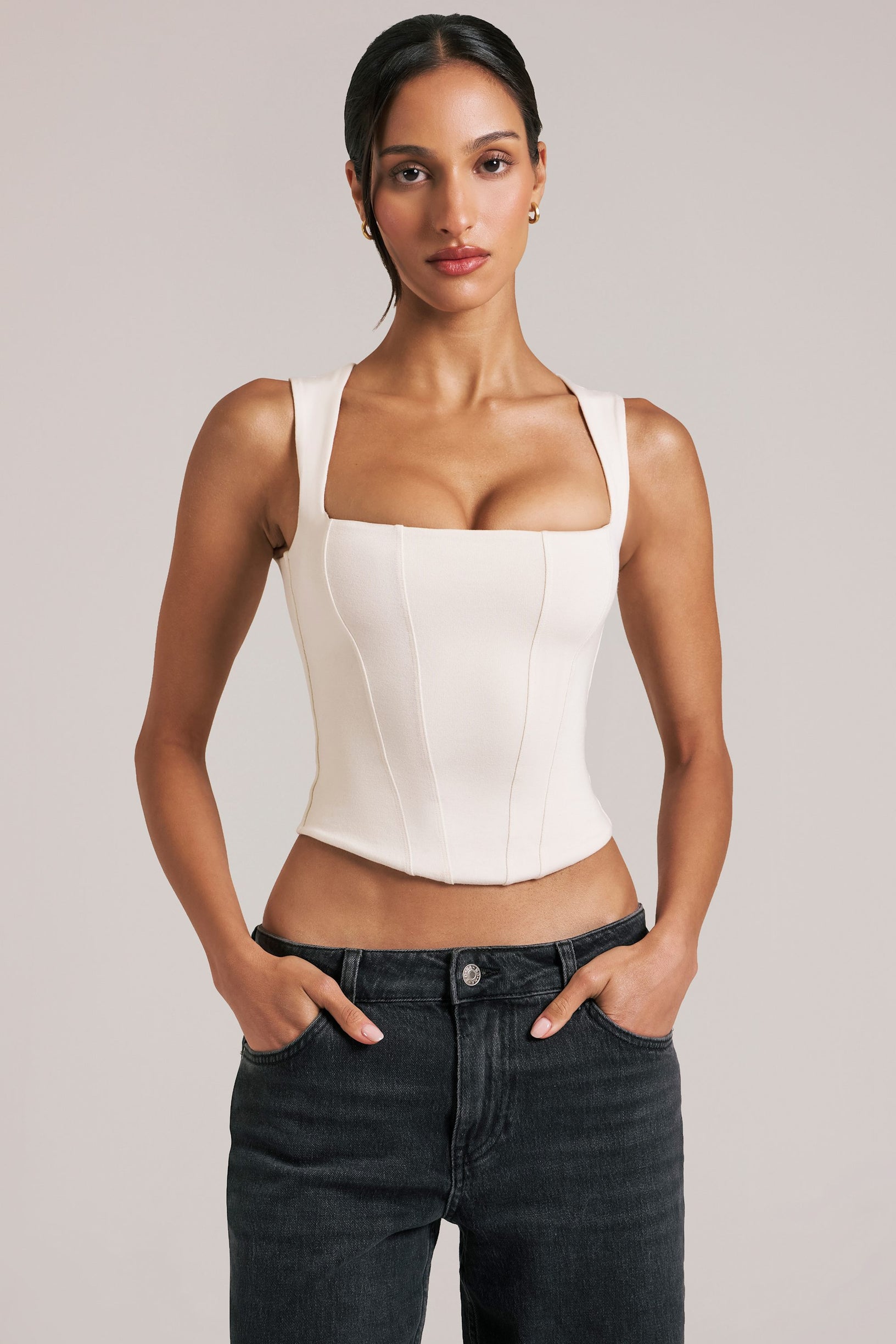 Modal Square-Neck Top in Ivory - 1