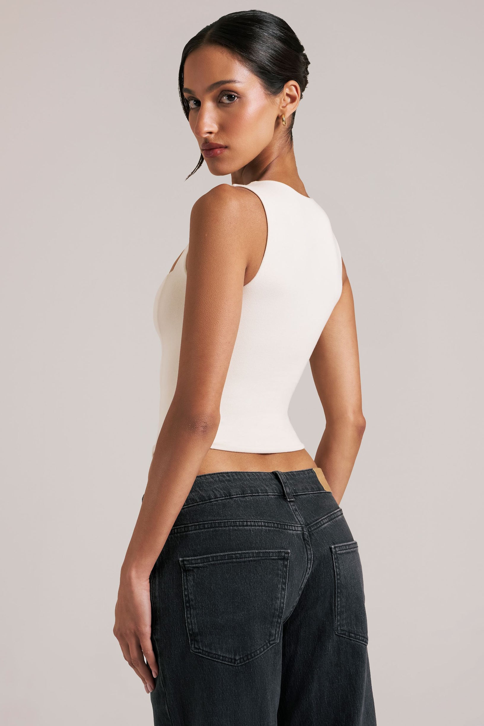 Modal Square-Neck Top in Ivory - 2