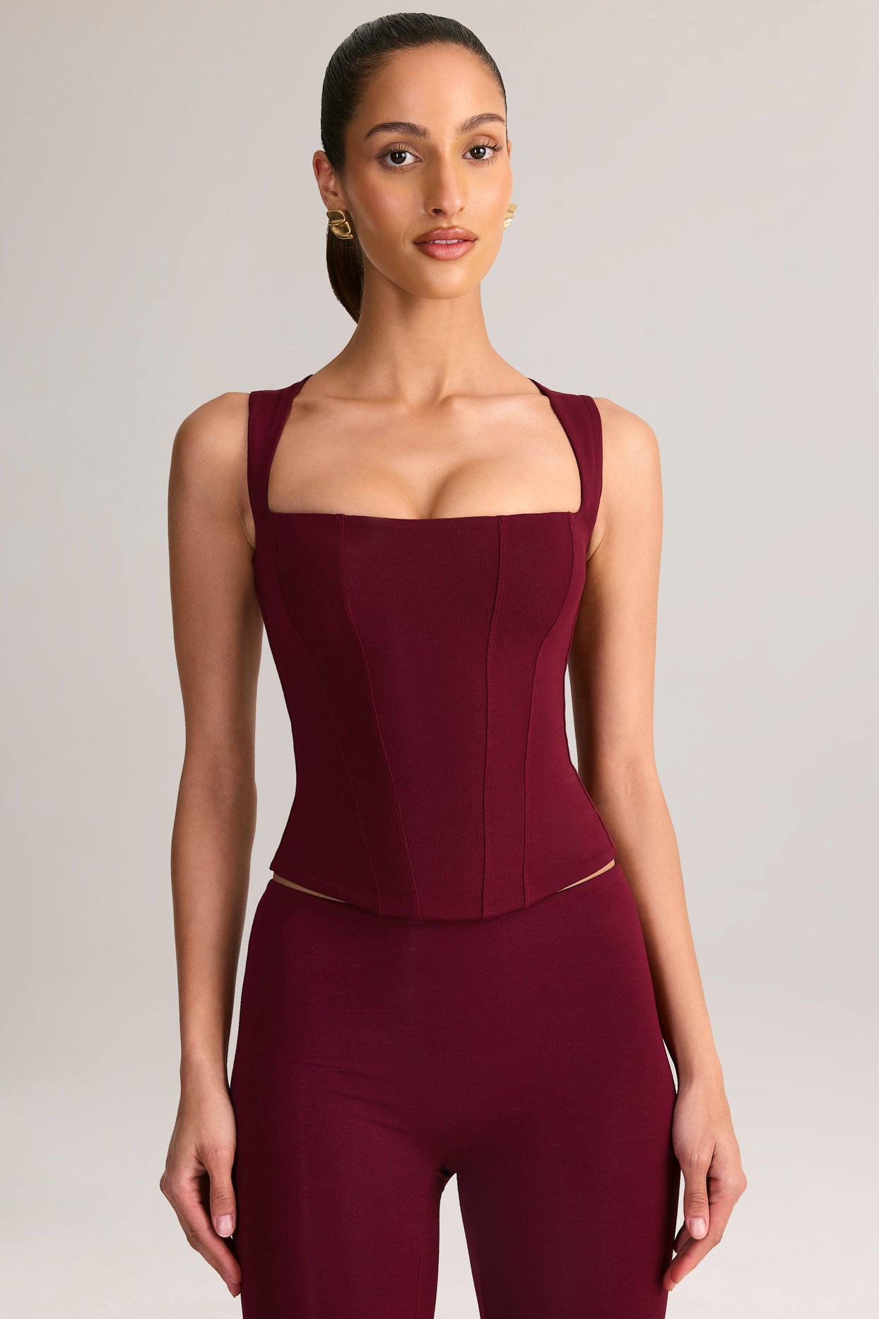 Modal Square-Neck Tank Top in Wine