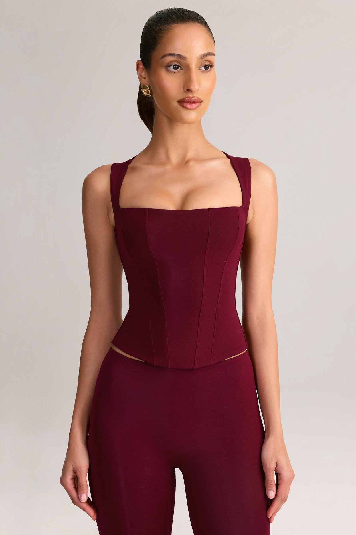 Modal Square-Neck Tank Top in Wine