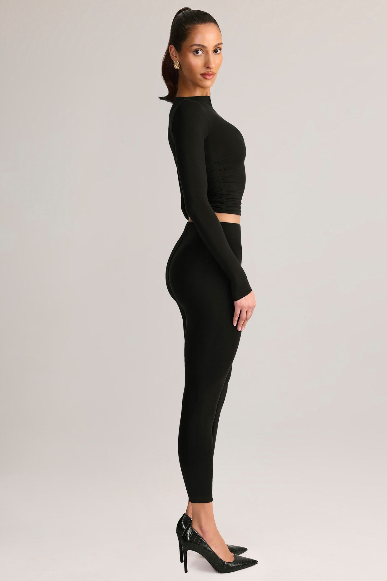 Modal Mid-Rise Leggings in Black