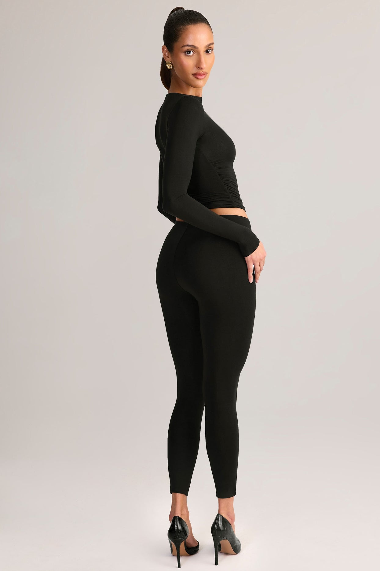 Modal Mid-Rise Leggings in Black
