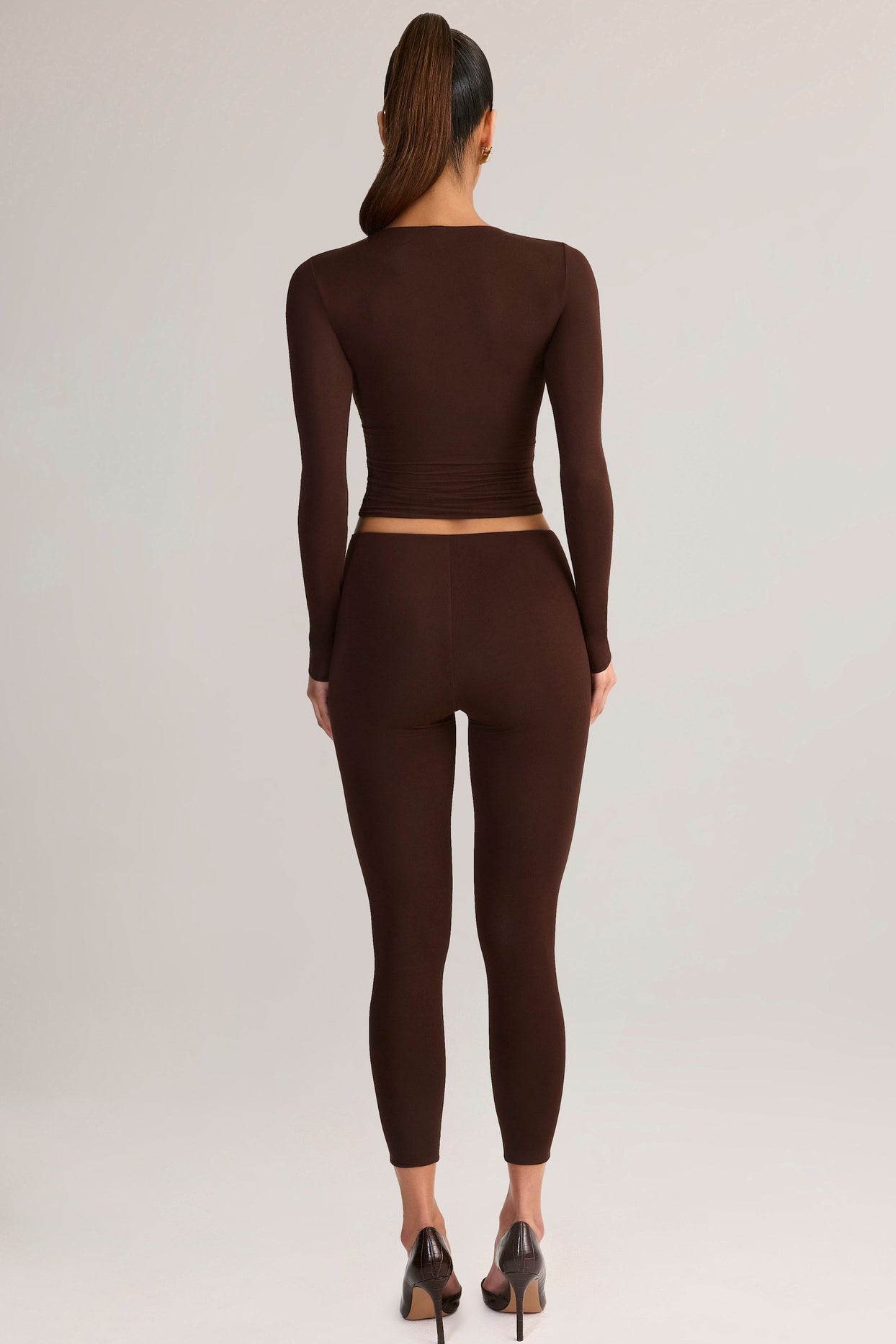 Modal Mid-Rise Leggings in Chocolate Brown