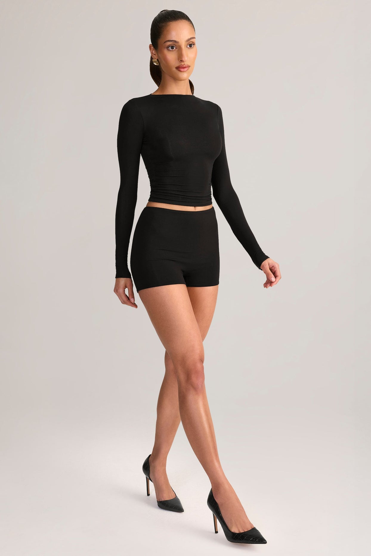 Modal High-Rise Shorts in Black