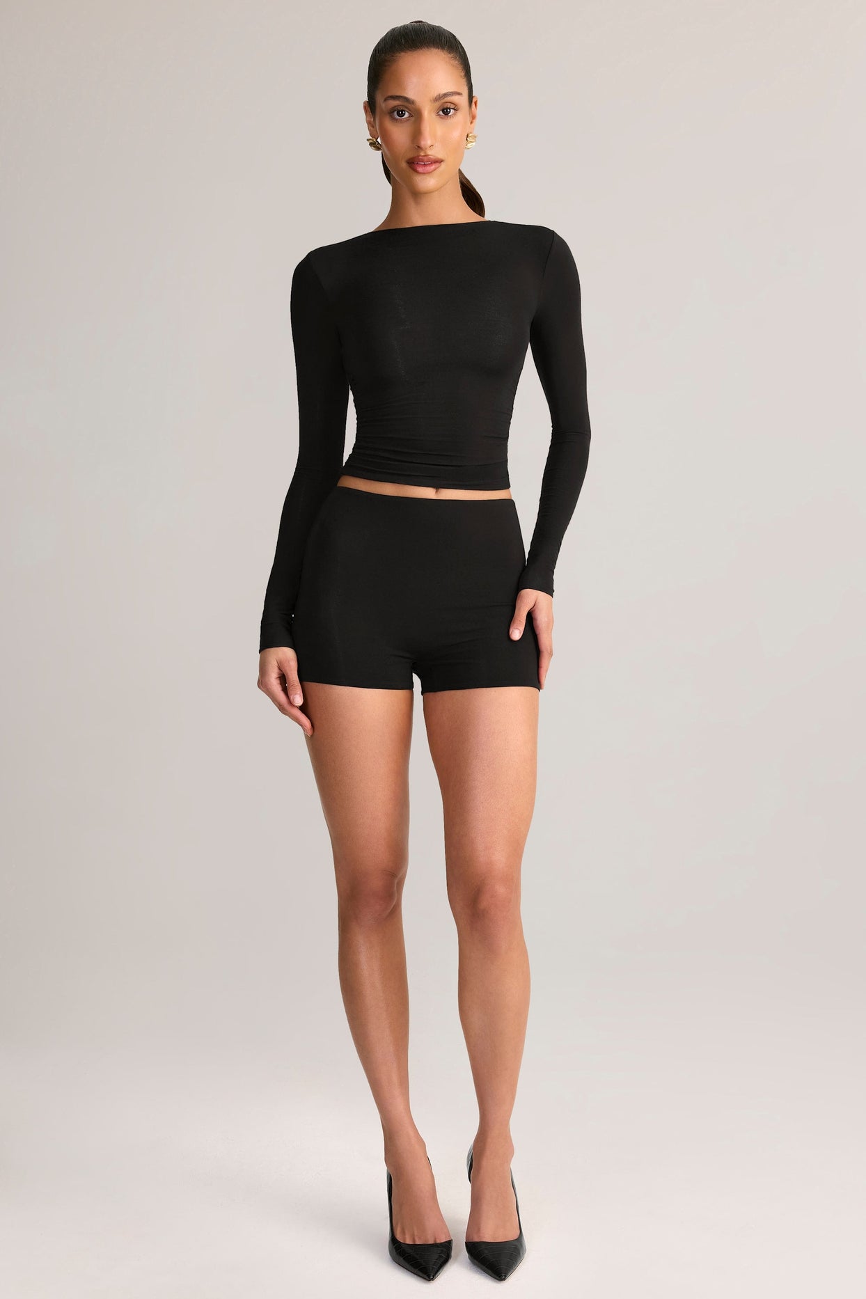 Modal High-Rise Shorts in Black