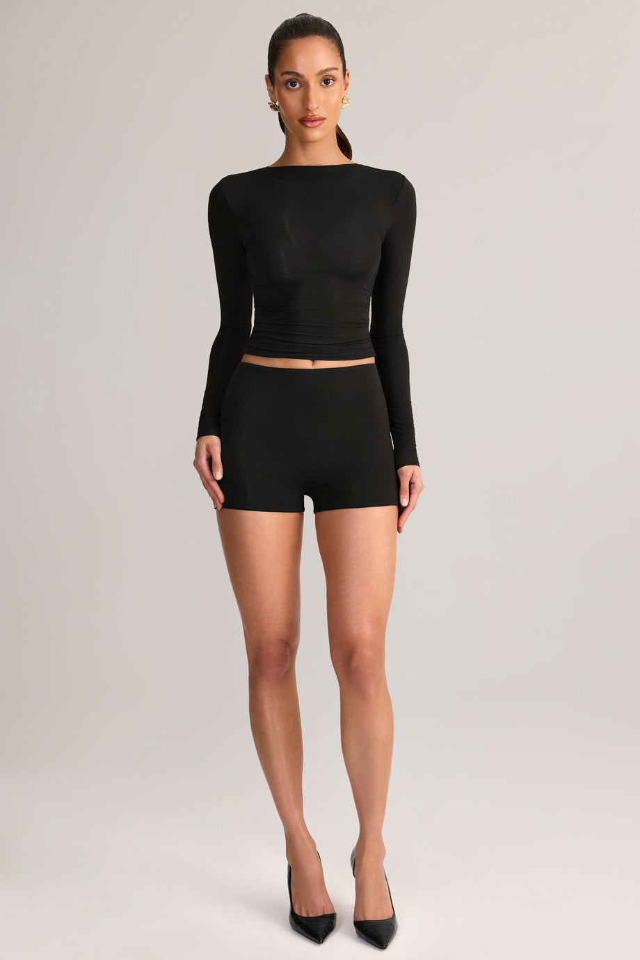 Modal High-Rise Shorts in Black