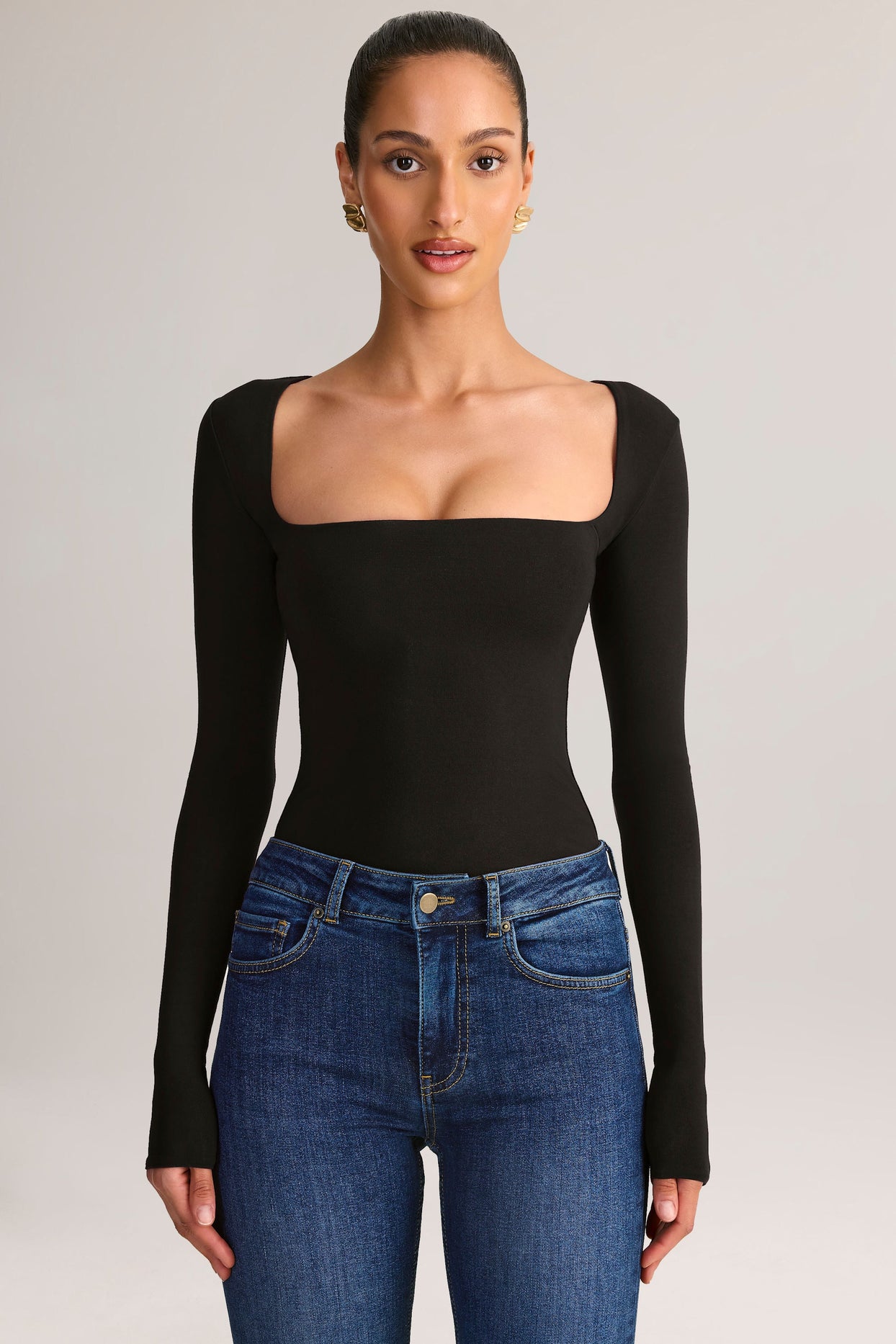 Modal Square-Neck Top in Black