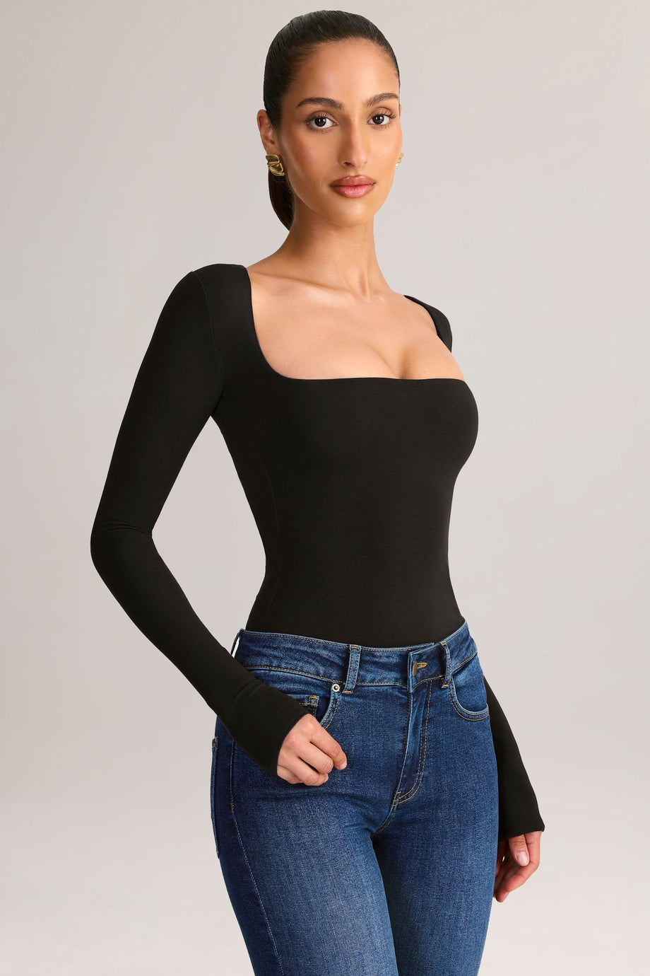 Modal Square-Neck Top in Black
