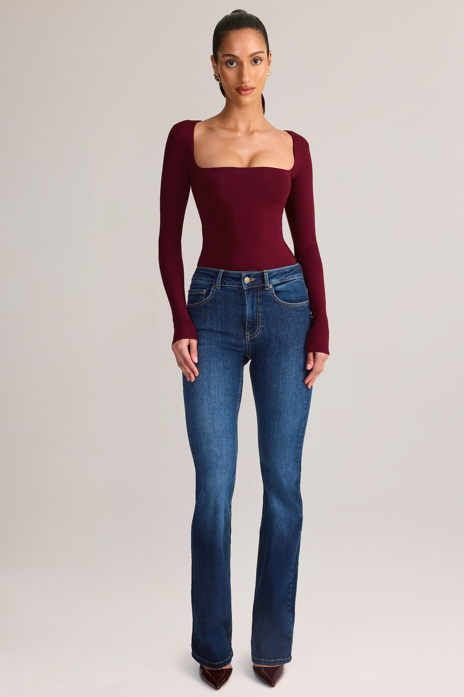 Modal Square-Neck Top in Wine
