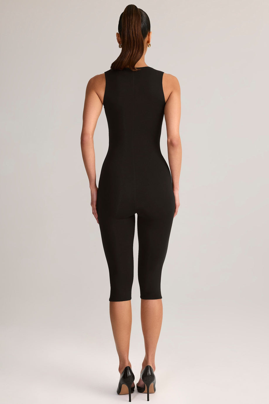 Modal Scoop-Neck Capri Jumpsuit in Black