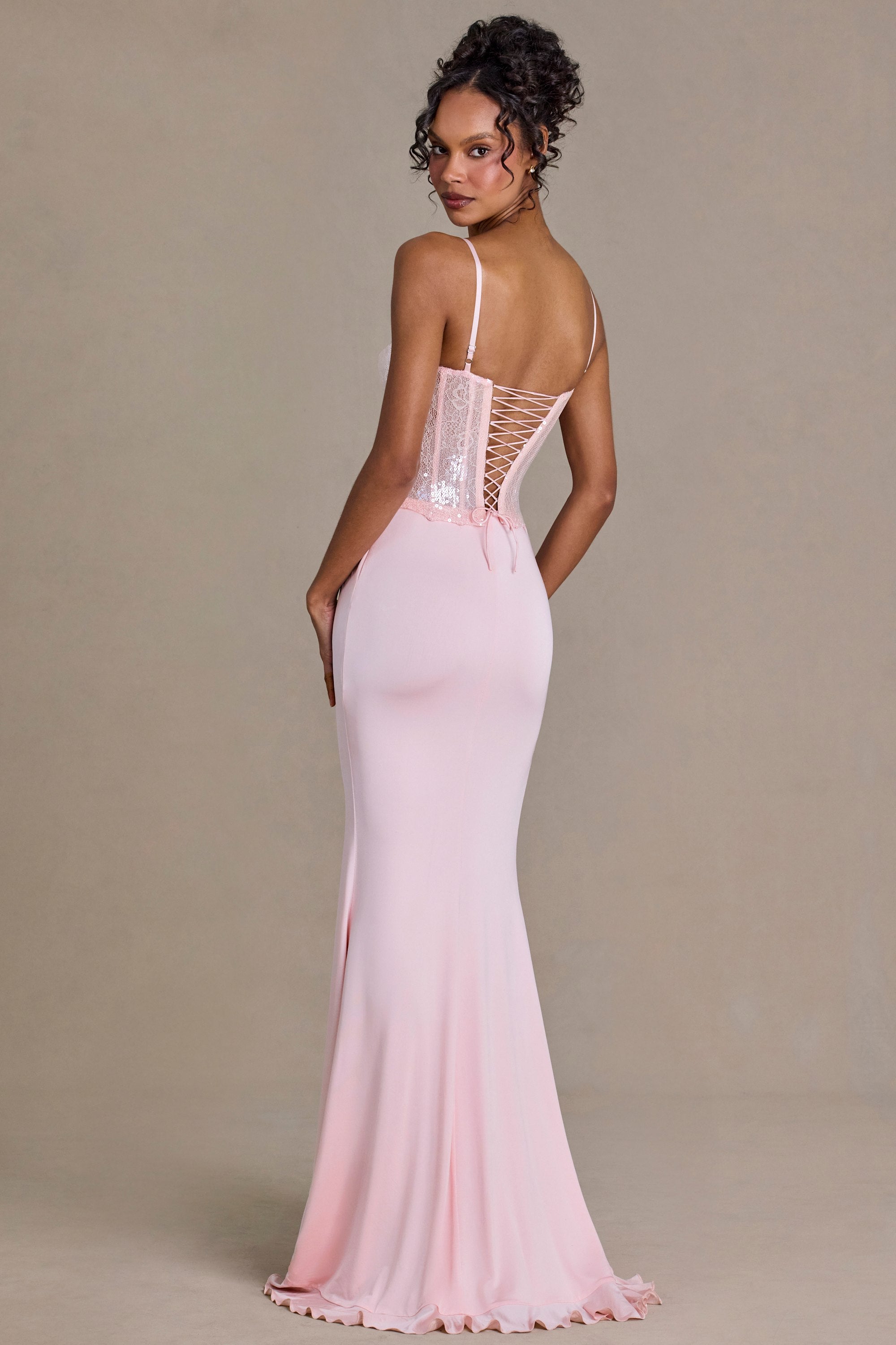 Embellished Lace Corset Gown in Blossom