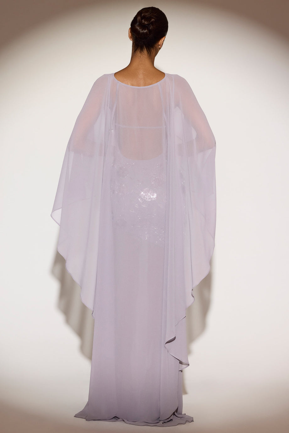 Chiffon Draped Cape in Silver Lilac