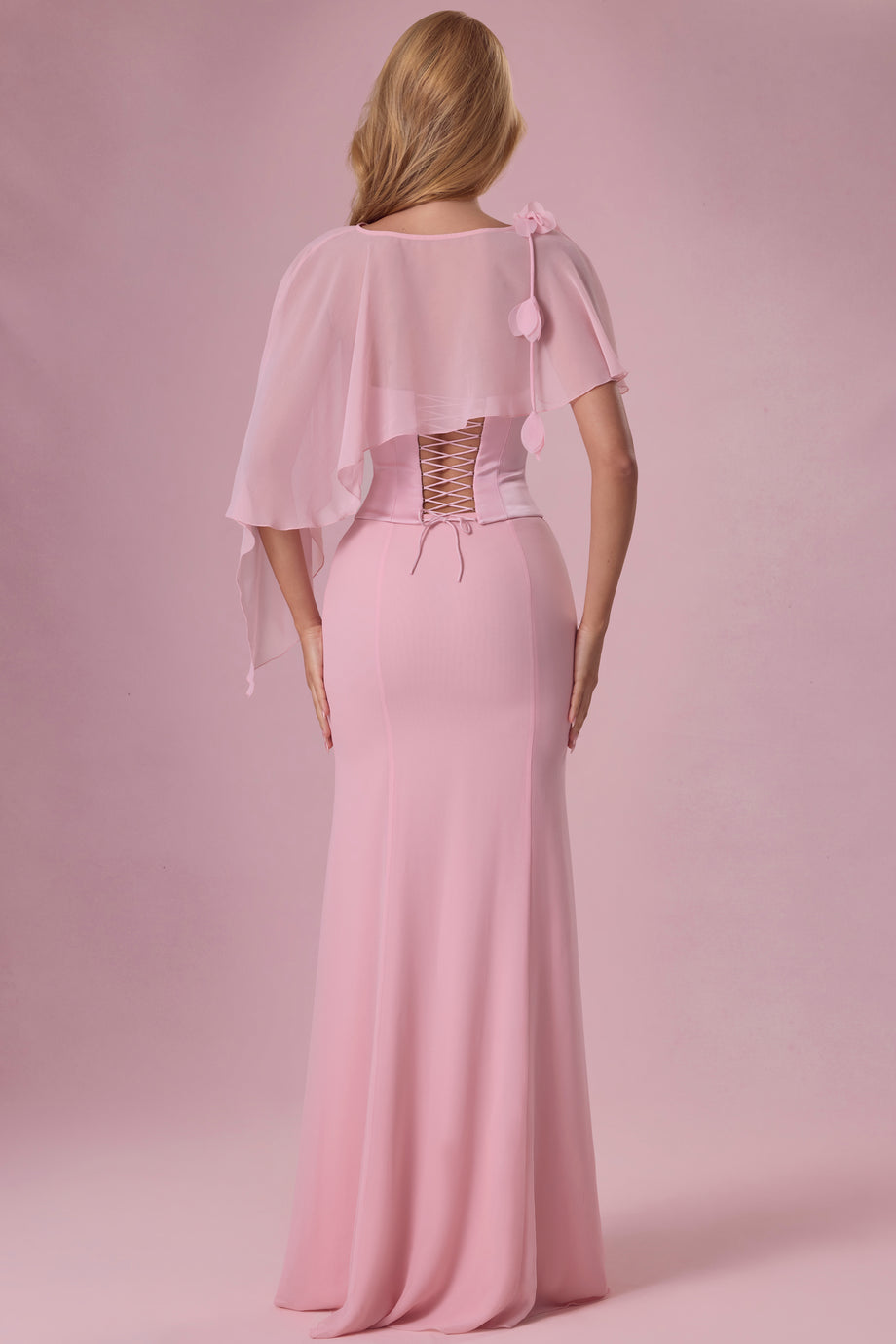 Premium Chiffon Cape in Blush Pink