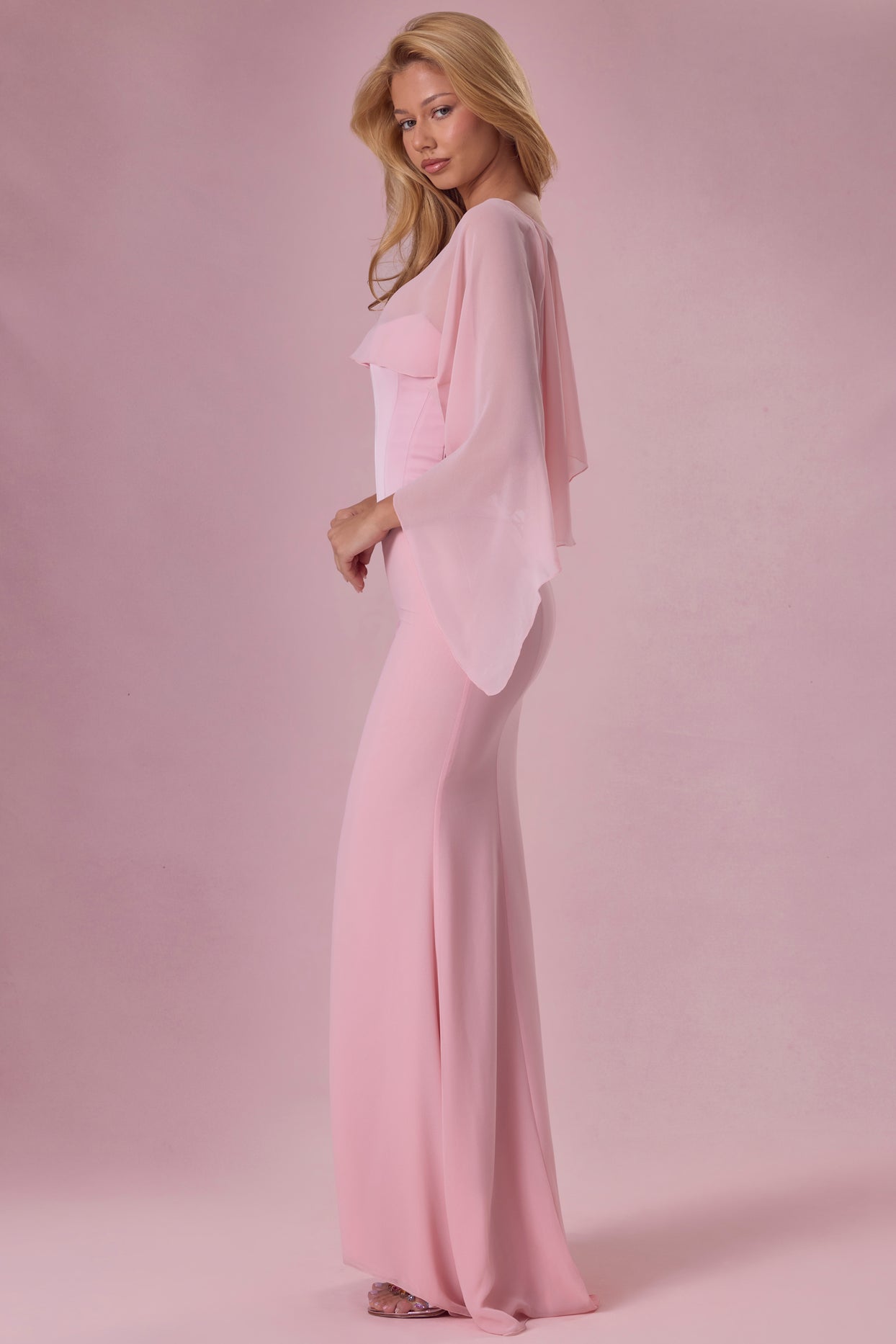 Chiffon Cape in Blush Pink - 4