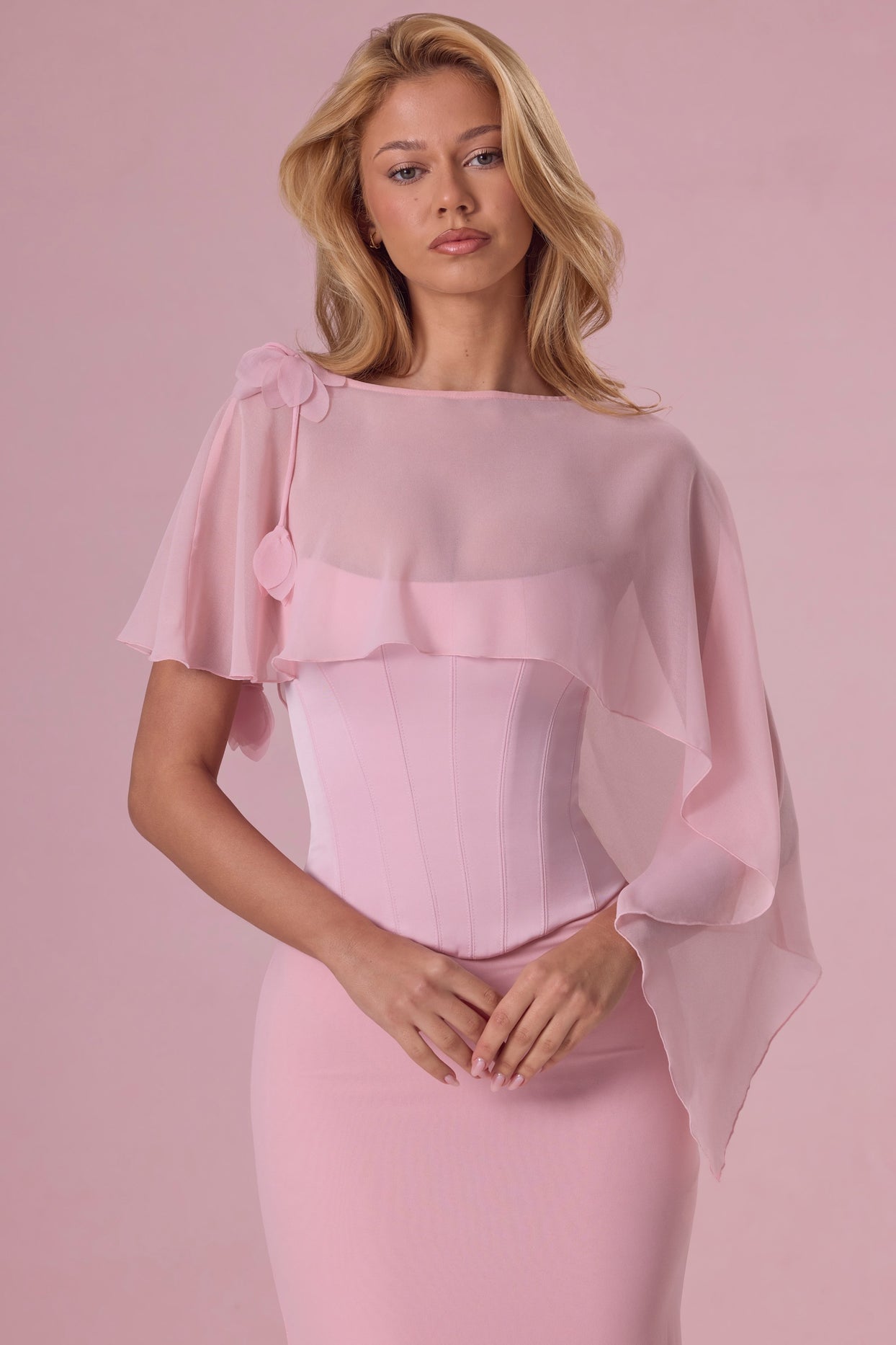 Chiffon Cape in Blush Pink - 5