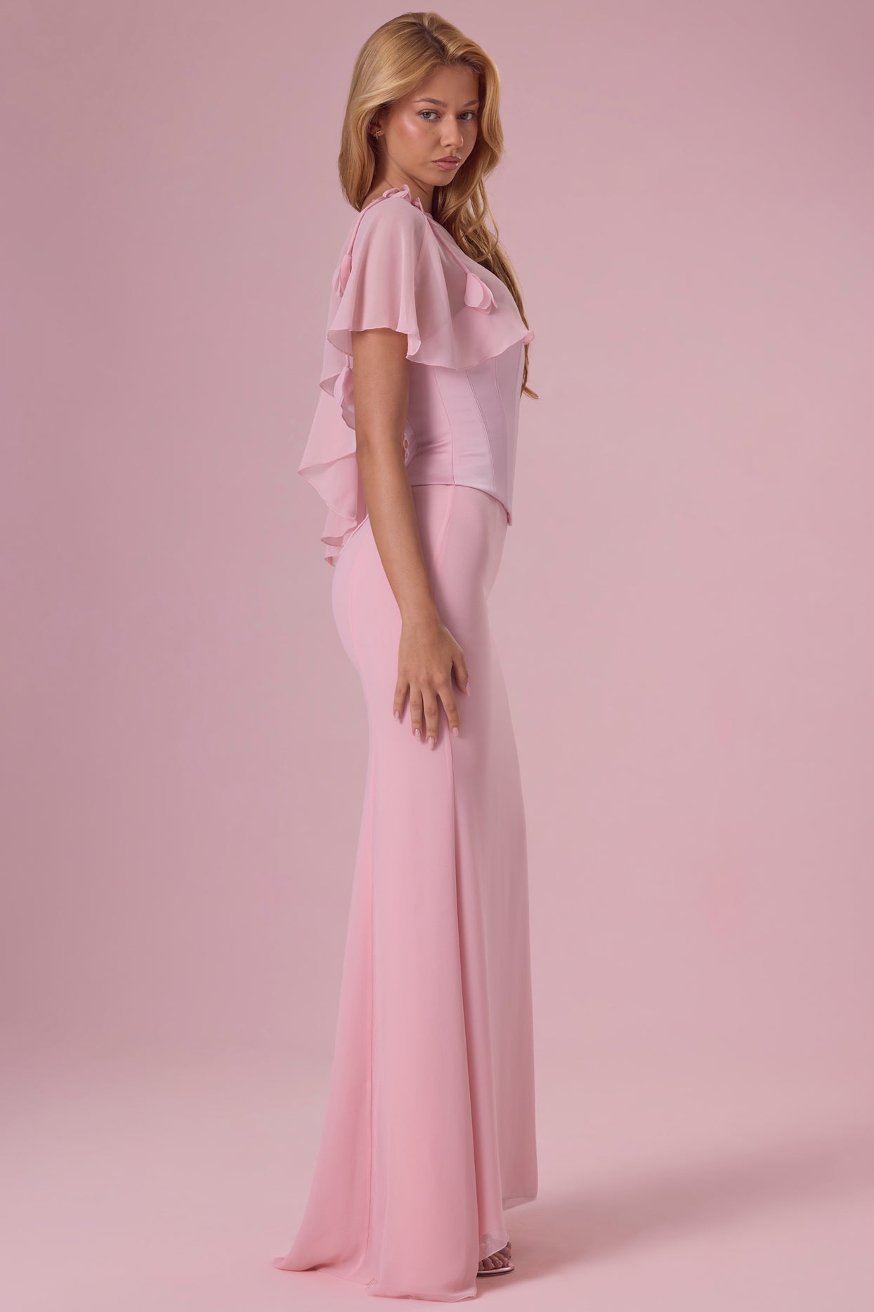Chiffon Cape in Blush Pink - 6