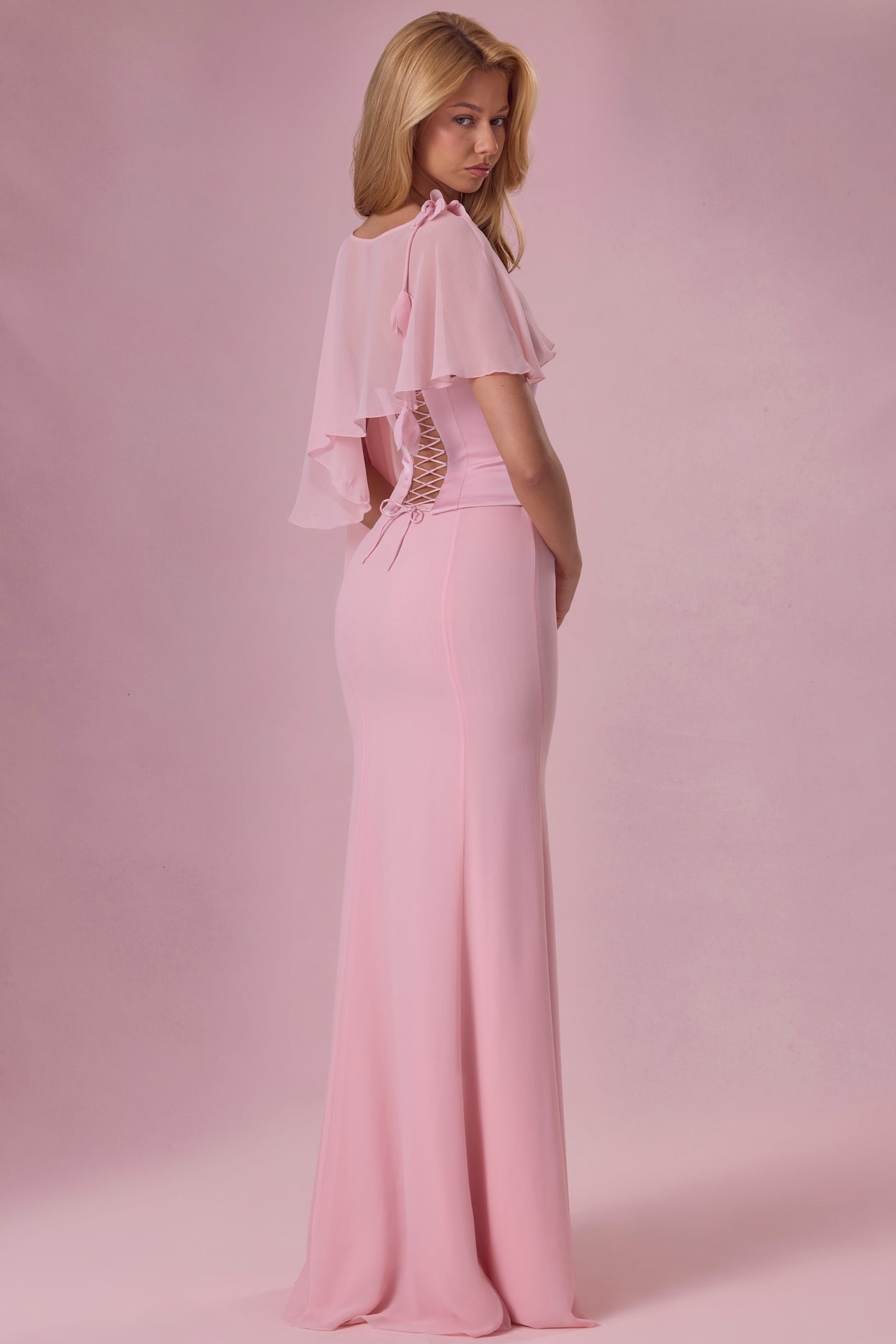 Chiffon Cape in Blush Pink - 7